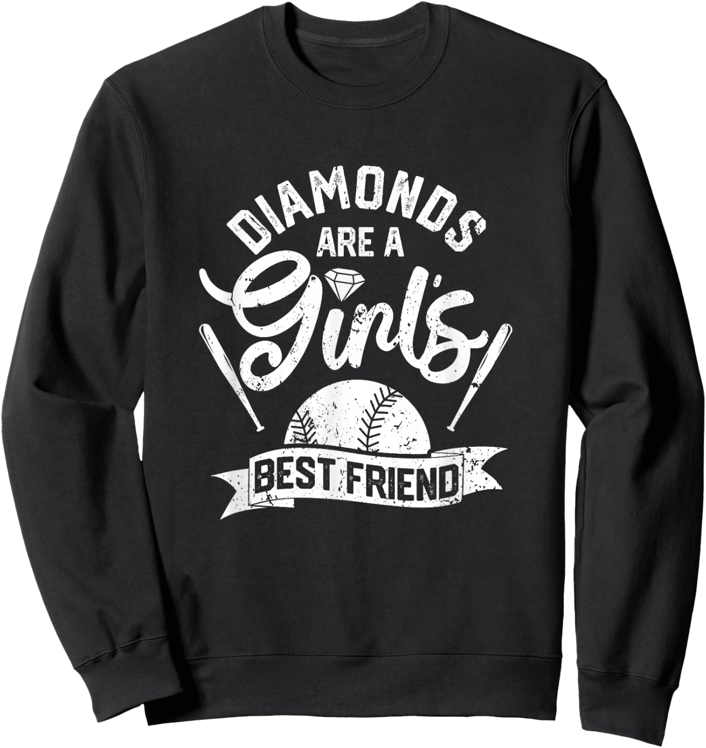 Diamonds Are A Girls Best Friend Softball Baseball Girl Love Sweatshirt - Sweatshirt | Black