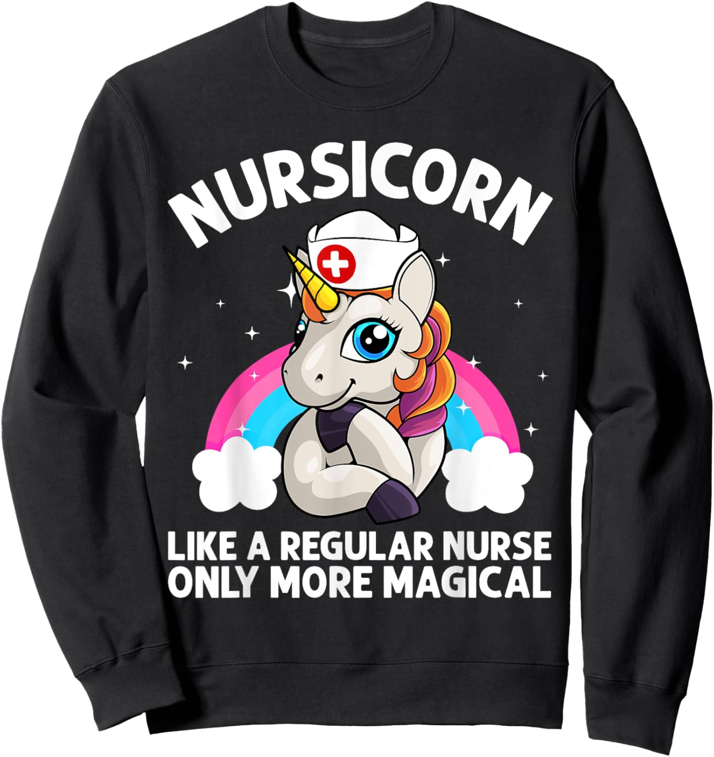 Cool Nurse Women Unicorn Medical Nurses RN Nursing Sweatshirt - Sweatshirt | Black