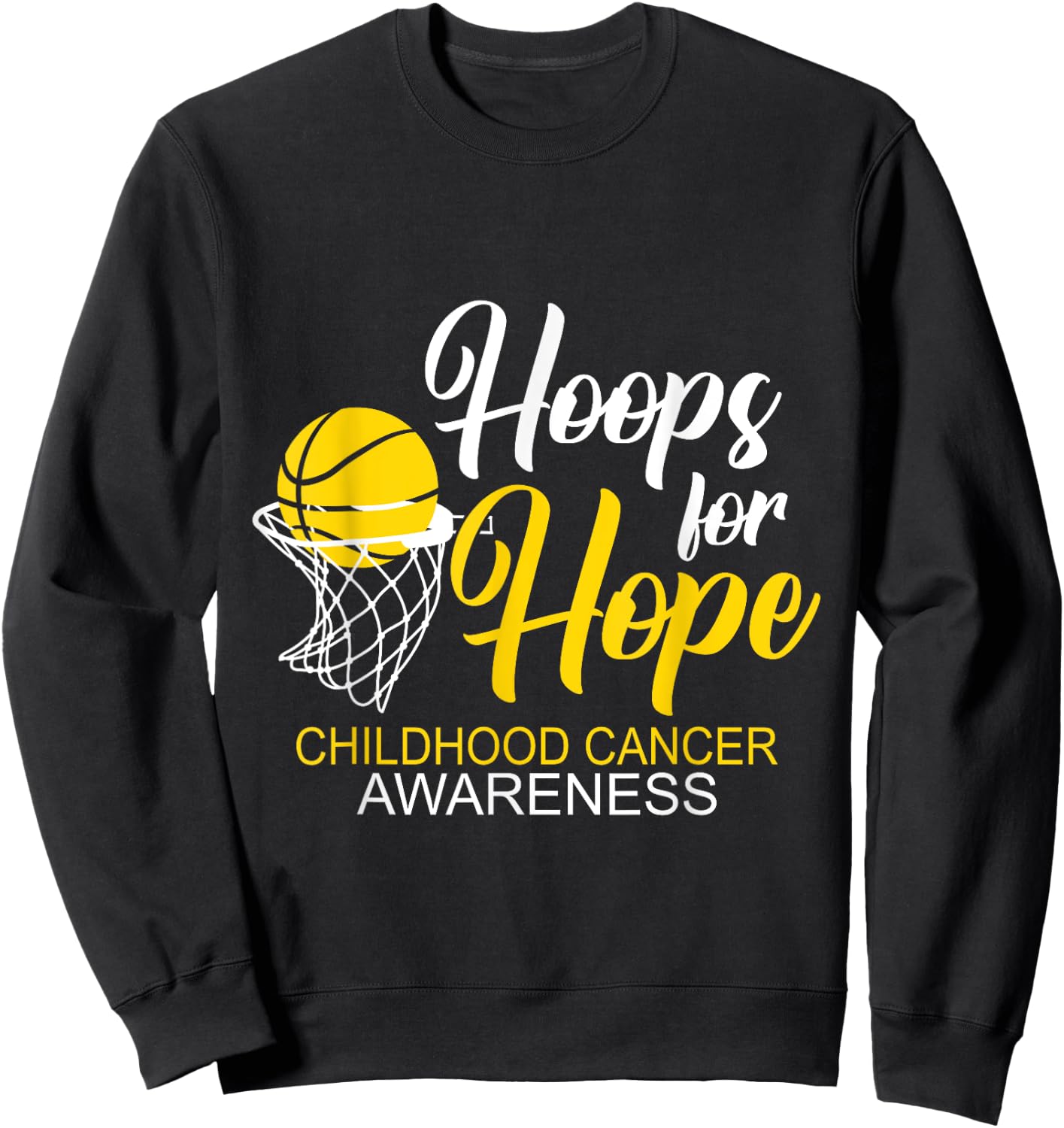 Hoops For Hope Basketball Player Childhood Cancer Awareness Sweatshirt - Sweatshirt | Black