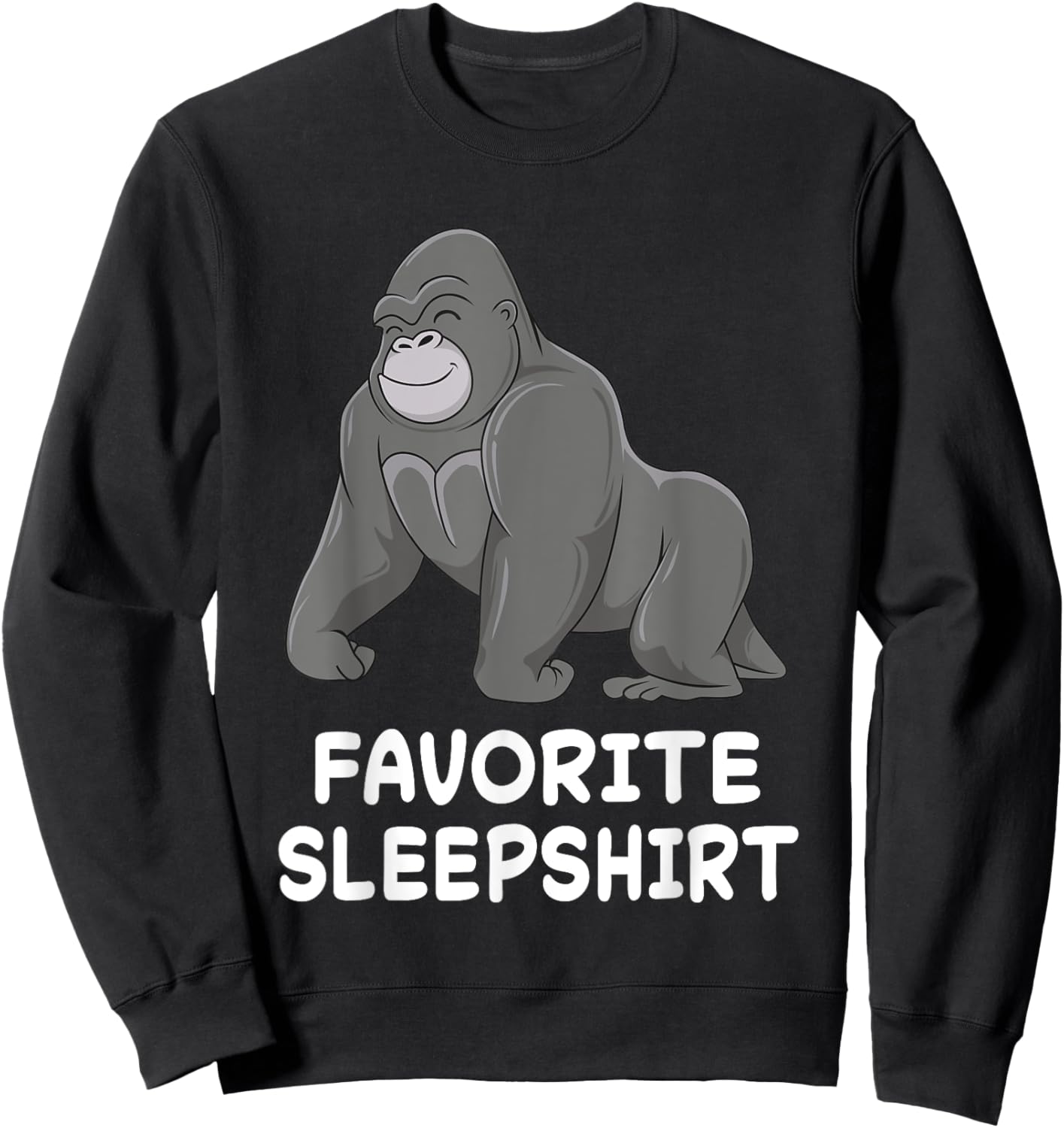 Gorilla Monkey Gorillas Nap Sleeping Sleep Pajama Nightgown Sweatshirt - Sweatshirt | Black