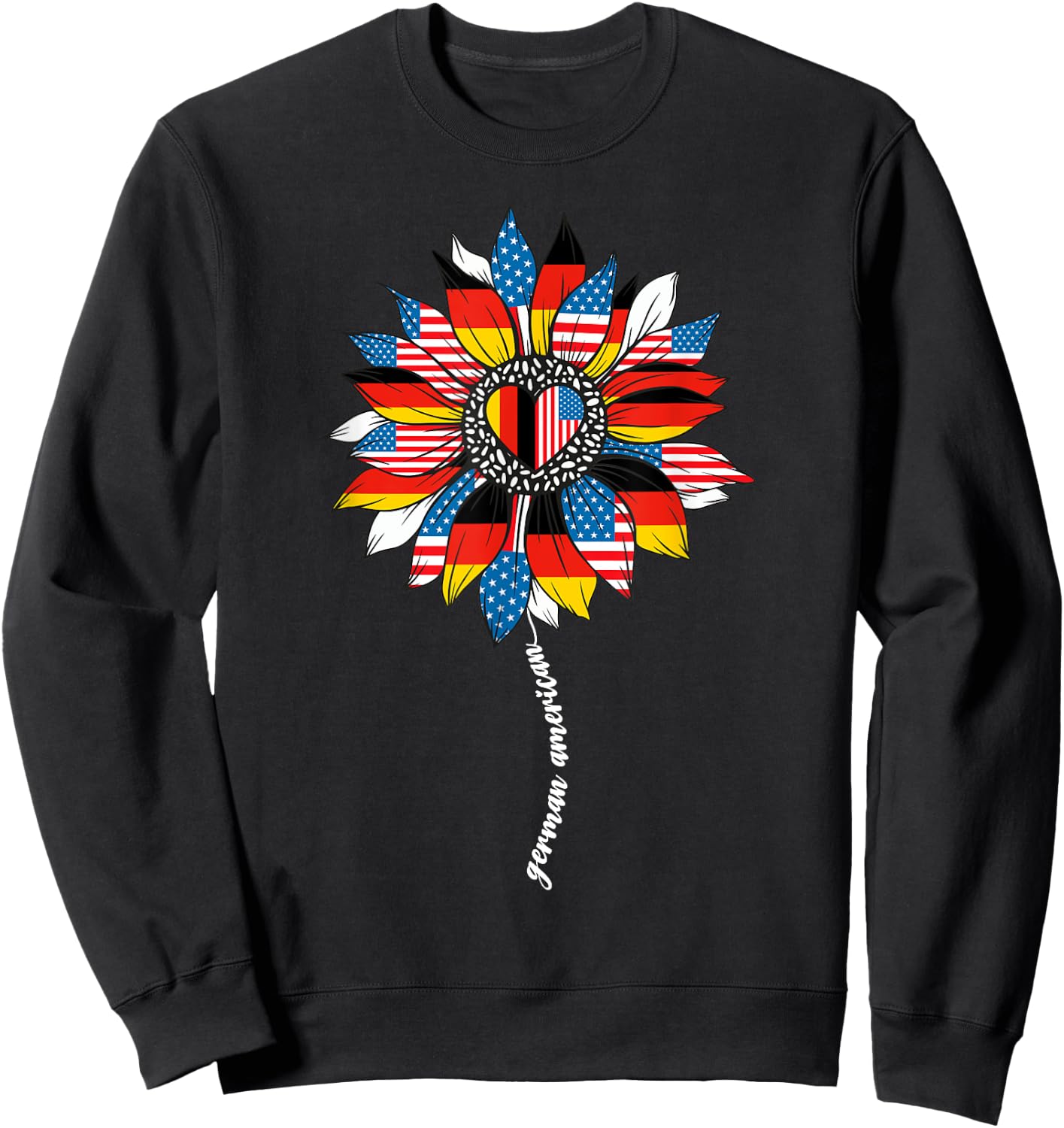 Half German And American Germany Usa Flag Girl Deutschland Sweatshirt - Sweatshirt | Black