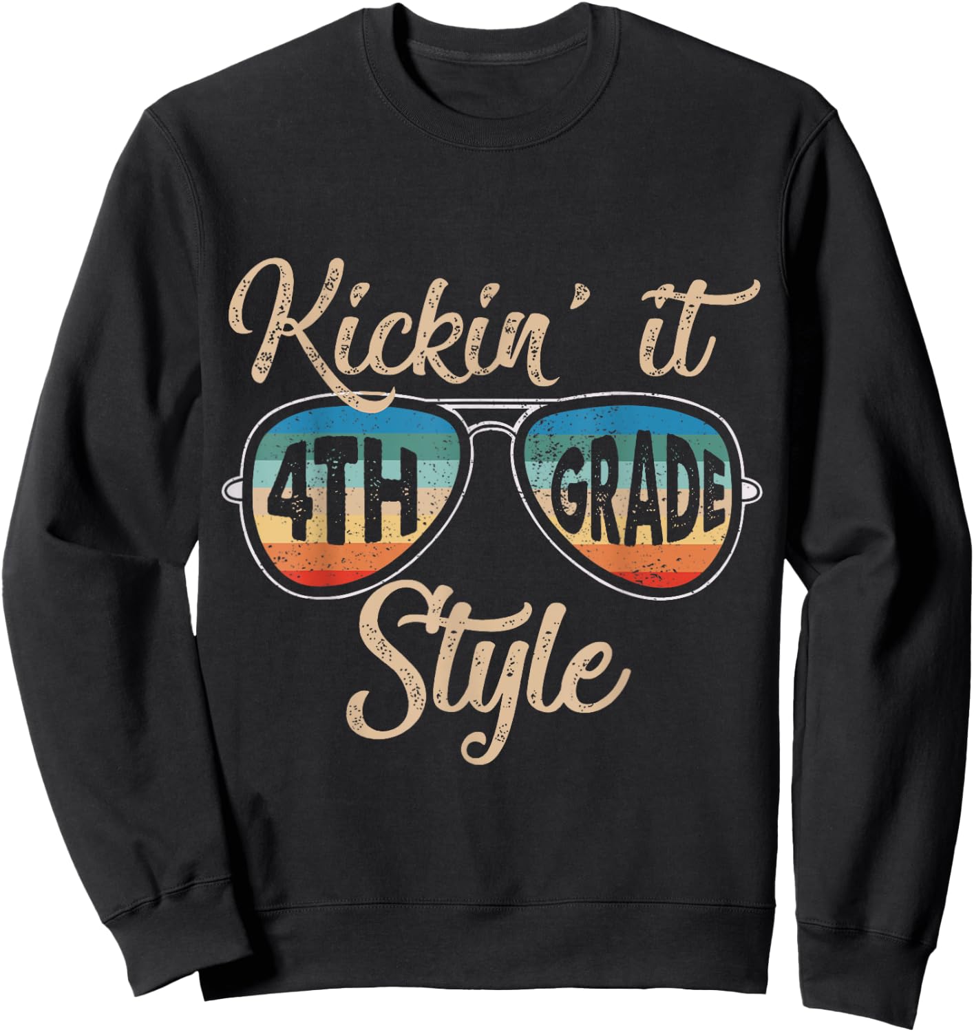 Kickin' It 4th Grade Style Back To School Elementary Teacher Sweatshirt - Sweatshirt | Black