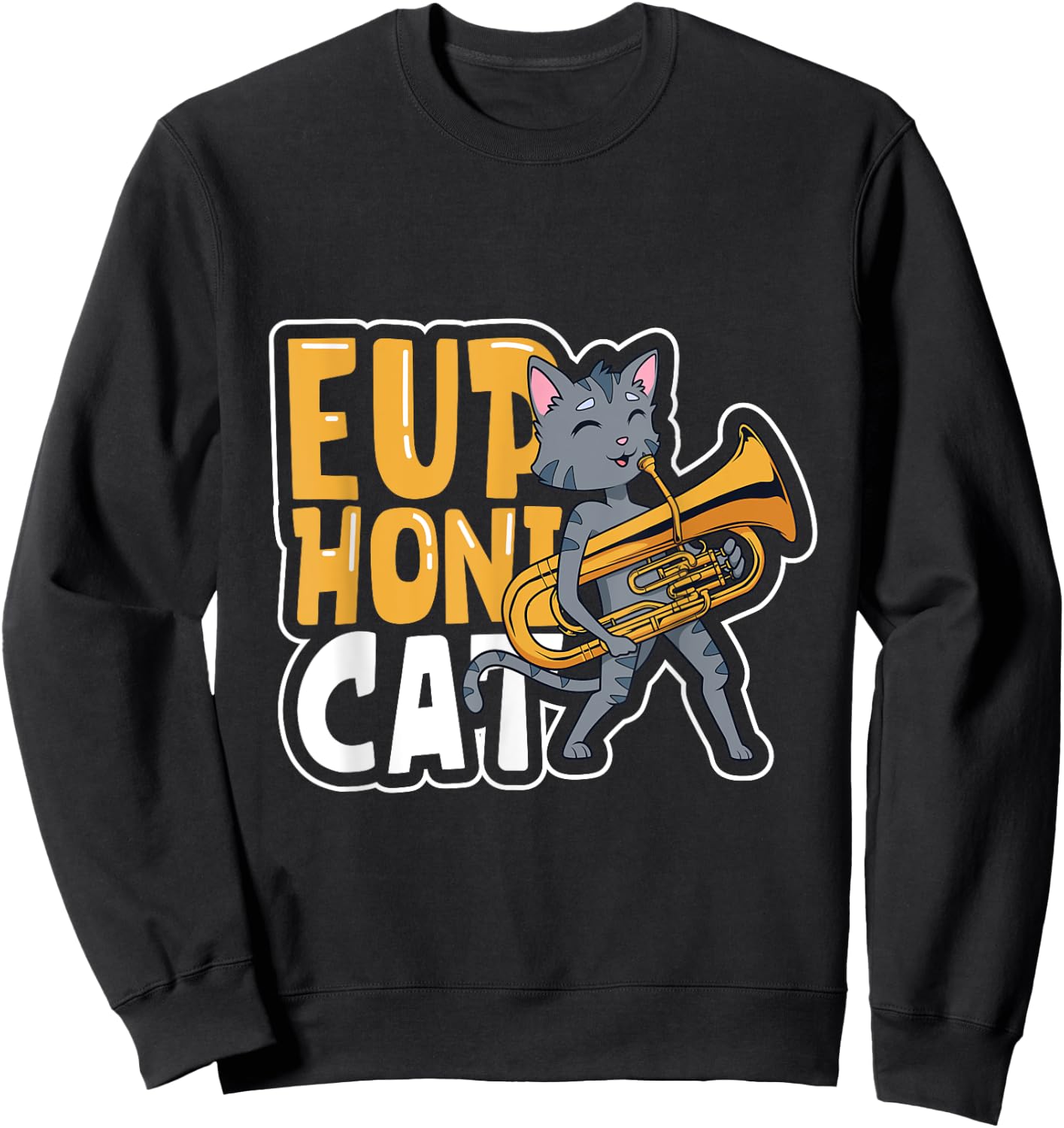 Euphonicat - Cat with euphonium Sweatshirt - Sweatshirt | Black