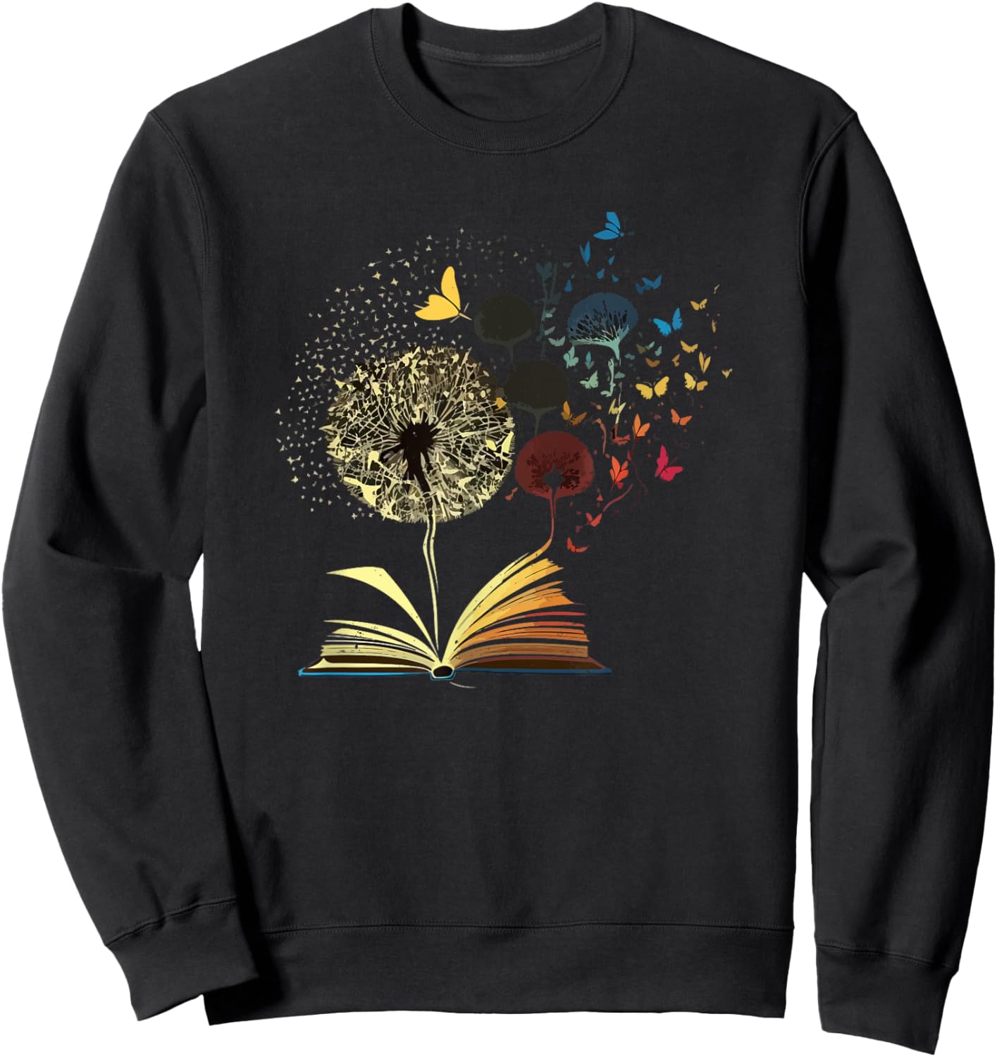Dandelion Book Funny Bookworm Reading Lovers Nerd Geek Humor Sweatshirt - Sweatshirt | Black