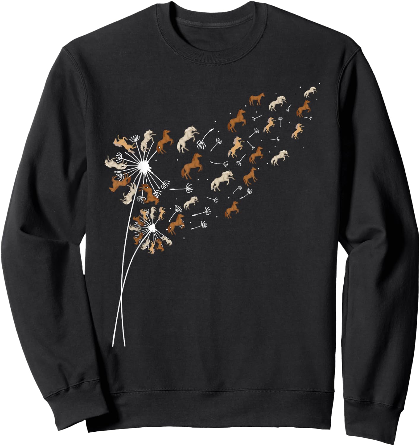 Dandelion Horses - Horse Lover Horseman Equestrian Riding Sweatshirt - Sweatshirt | Black