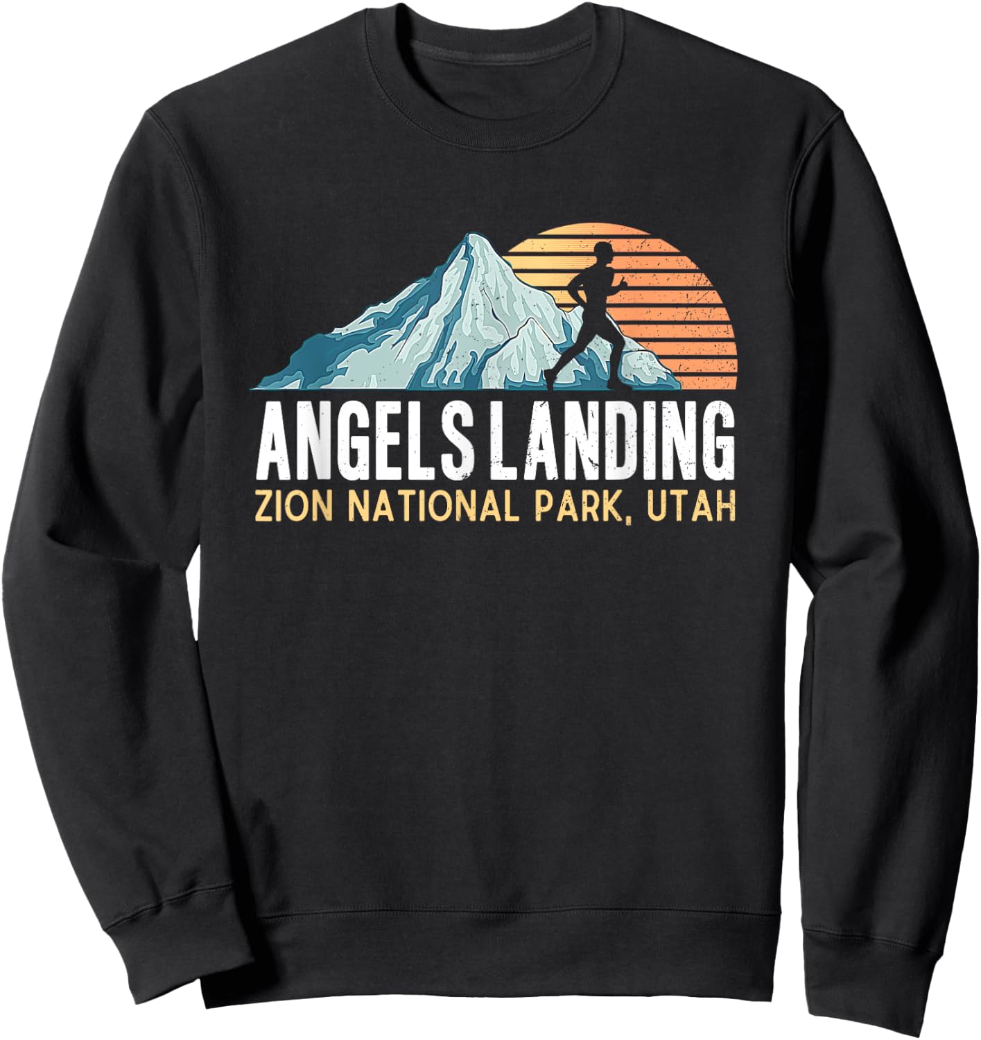 Angels Landing Hiking Trail Vintage Zion National Park Utah Sweatshirt - Sweatshirt | Black