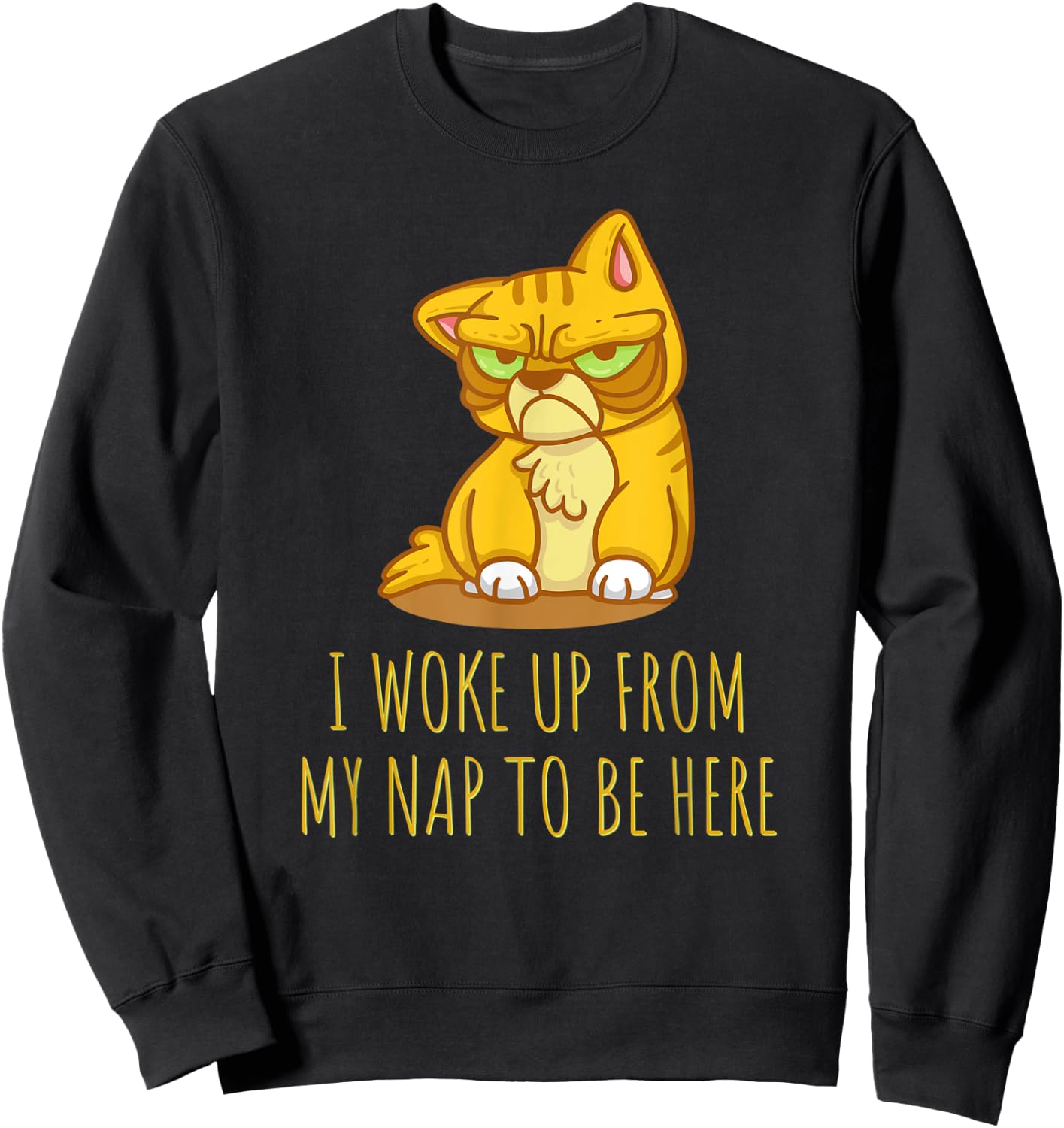 Funny cat shirt. I WOKE UP FROM MY NAP TO BE HERE Women Kids Sweatshirt - Sweatshirt | Black