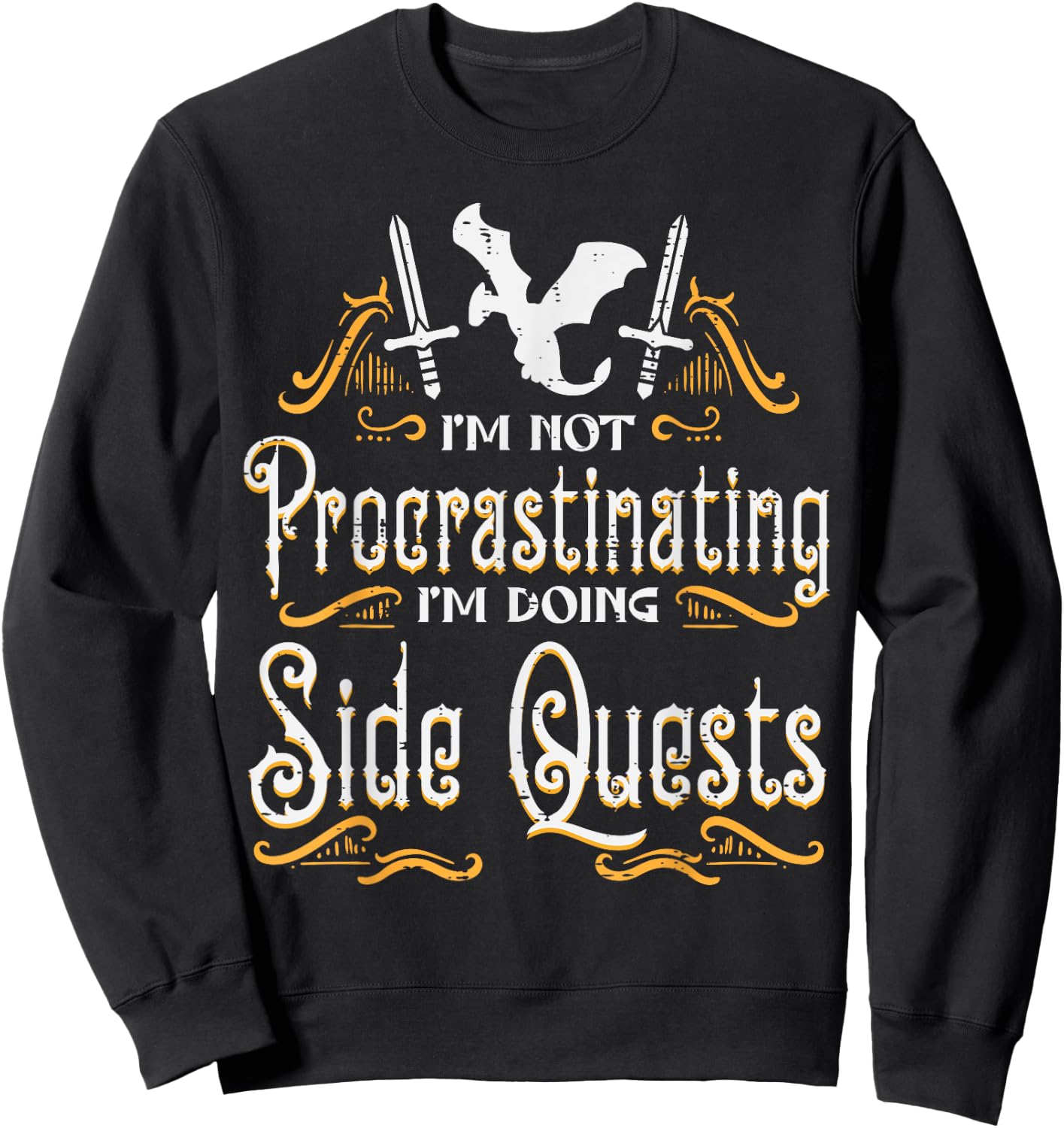 RPG Gamer Not Procrastinating Side Quest Funny Men Boys Kids Sweatshirt - Sweatshirt | Black