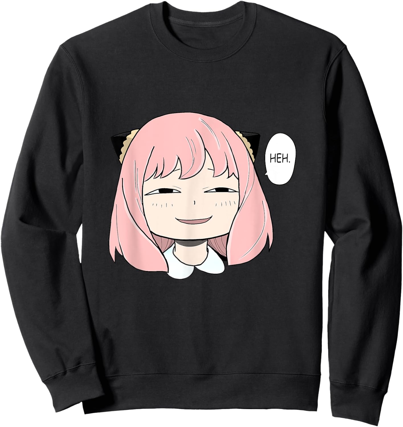 Funny A Cute Girl Emotion Smile heh. For Family Holidays Sweatshirt - Sweatshirt | Black