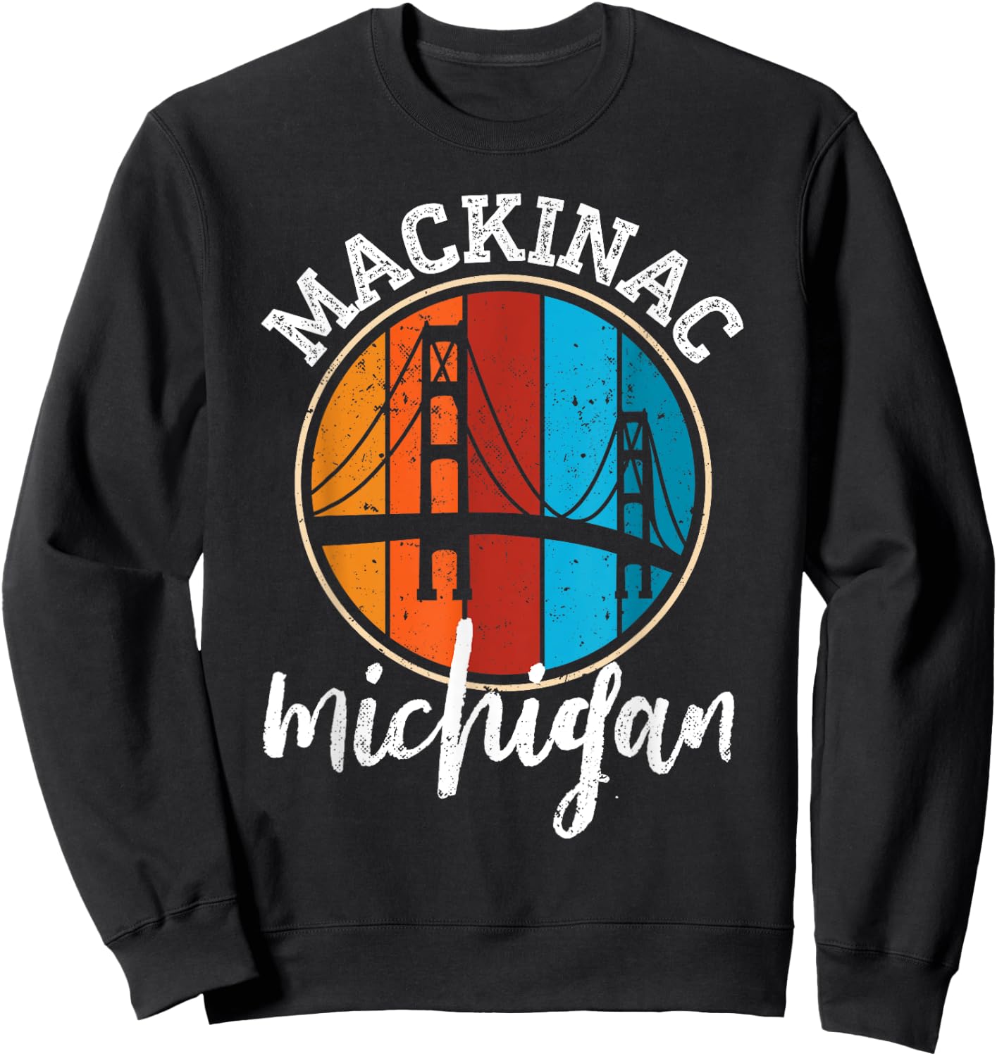 Retro Mackinac Bridge Mackinaw Vintage Michigan Souvenir Sweatshirt - Sweatshirt | Black