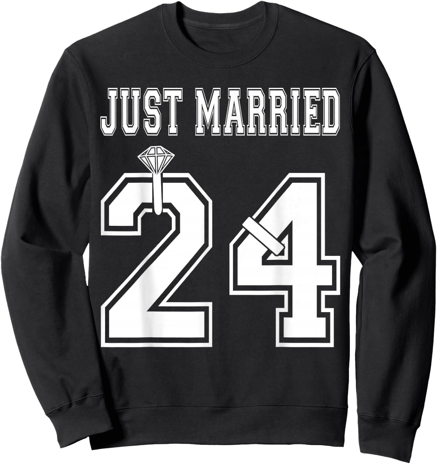 Just Married 2024 Wife Husband Matching Honeymoon Sweatshirt - Sweatshirt | Black