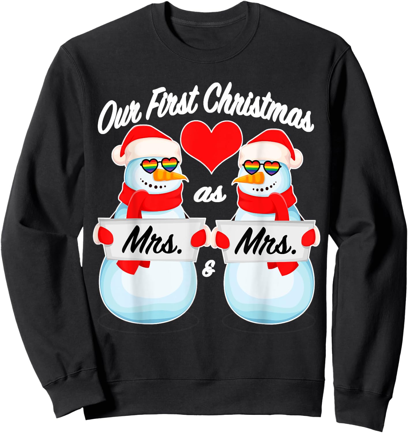 Matching Christmas Snowman Pajamas (Mrs) for Lesbian Couples Sweatshirt - Sweatshirt | Black