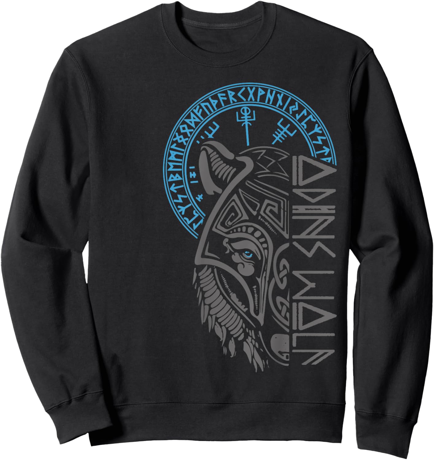 Odin's Wolf Mask Runes Norse Compass Valhalla Vikings Sweatshirt - Sweatshirt | Black