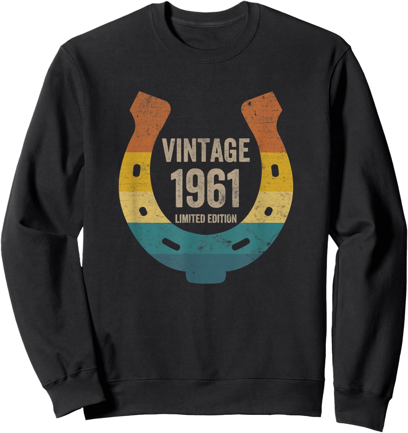 Vintage Horseshoe 1961 Limited Edition 61 Years Old Birthday Sweatshirt - Sweatshirt | Black