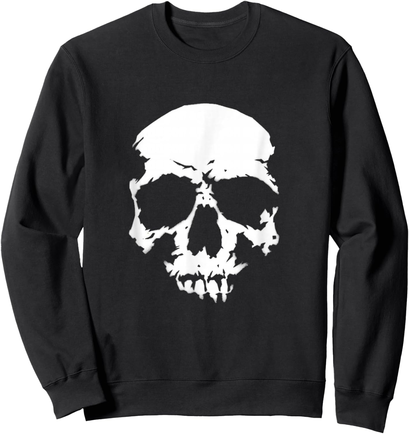 Realistic skull, skull , rice teeth, biker rocker Sweatshirt - Sweatshirt | Black