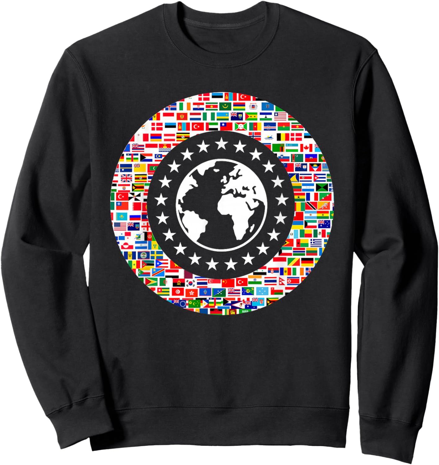 Earth Globe World Flags The Countries of the World Travel Sweatshirt - Sweatshirt | Black