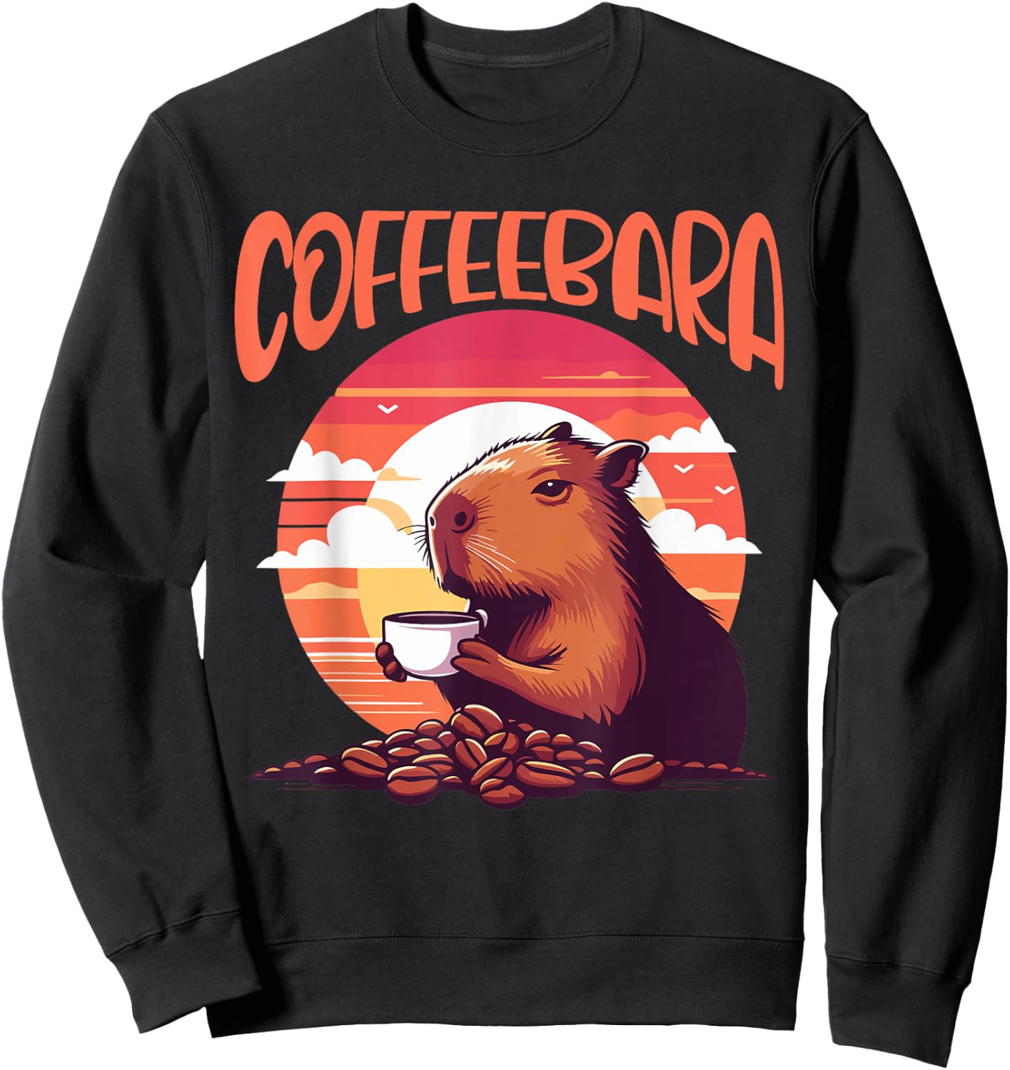 Coffeebara capybara and coffee fun Sweatshirt - Sweatshirt | Black