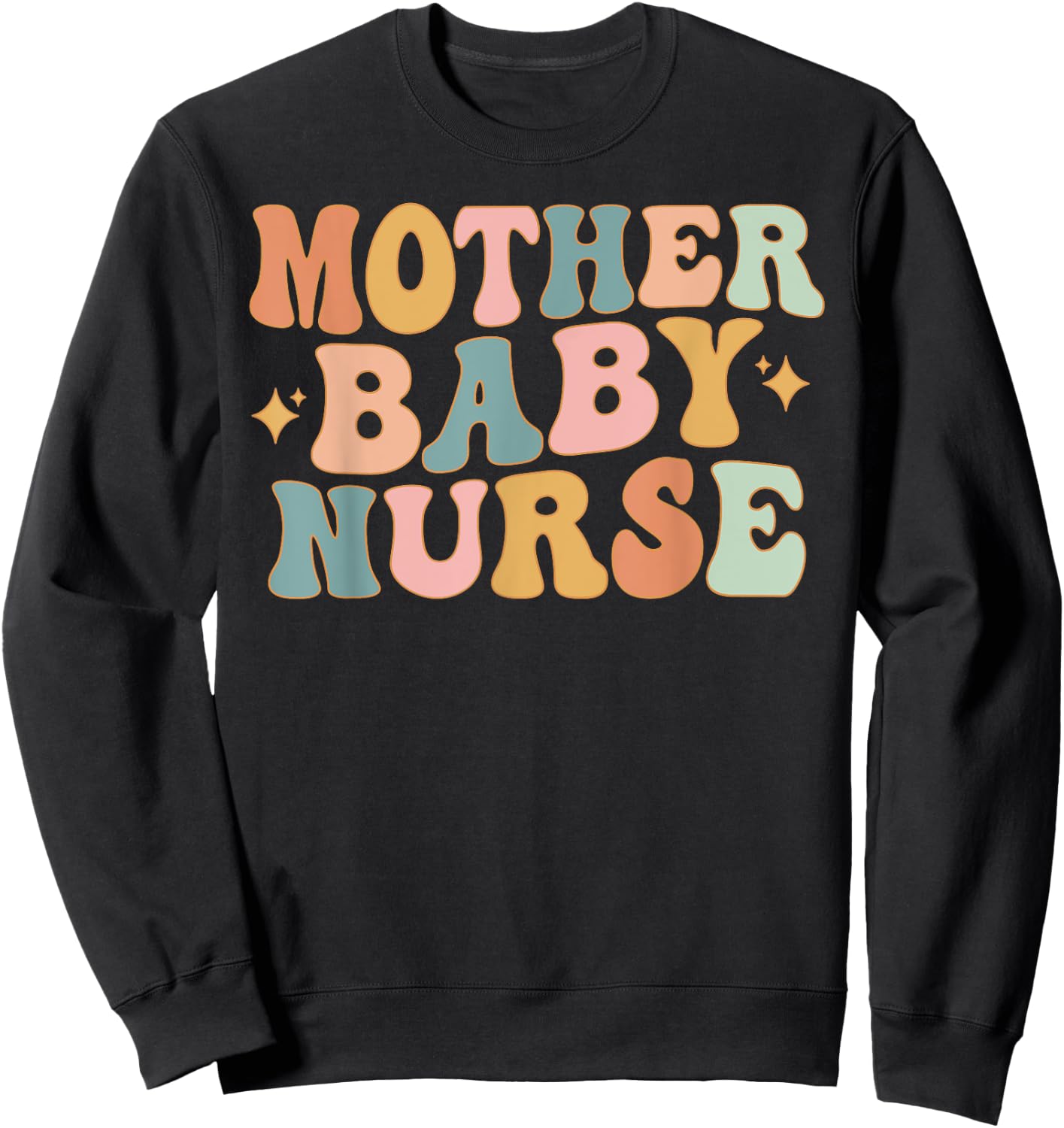 Retro Mother Baby Nurse, Postpartum Nurse, Mom Baby Nursing Sweatshirt - Sweatshirt | Black
