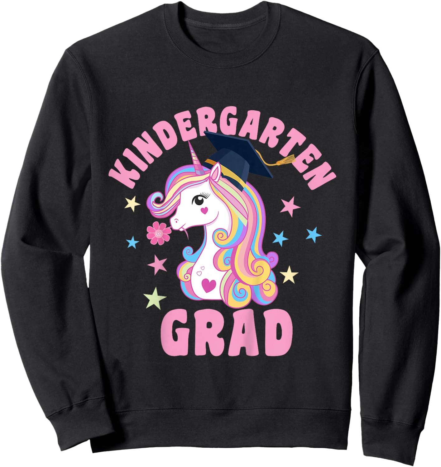 Unicorn Kindergarten Grad Kindergarten Graduation Sweatshirt - Sweatshirt | Black