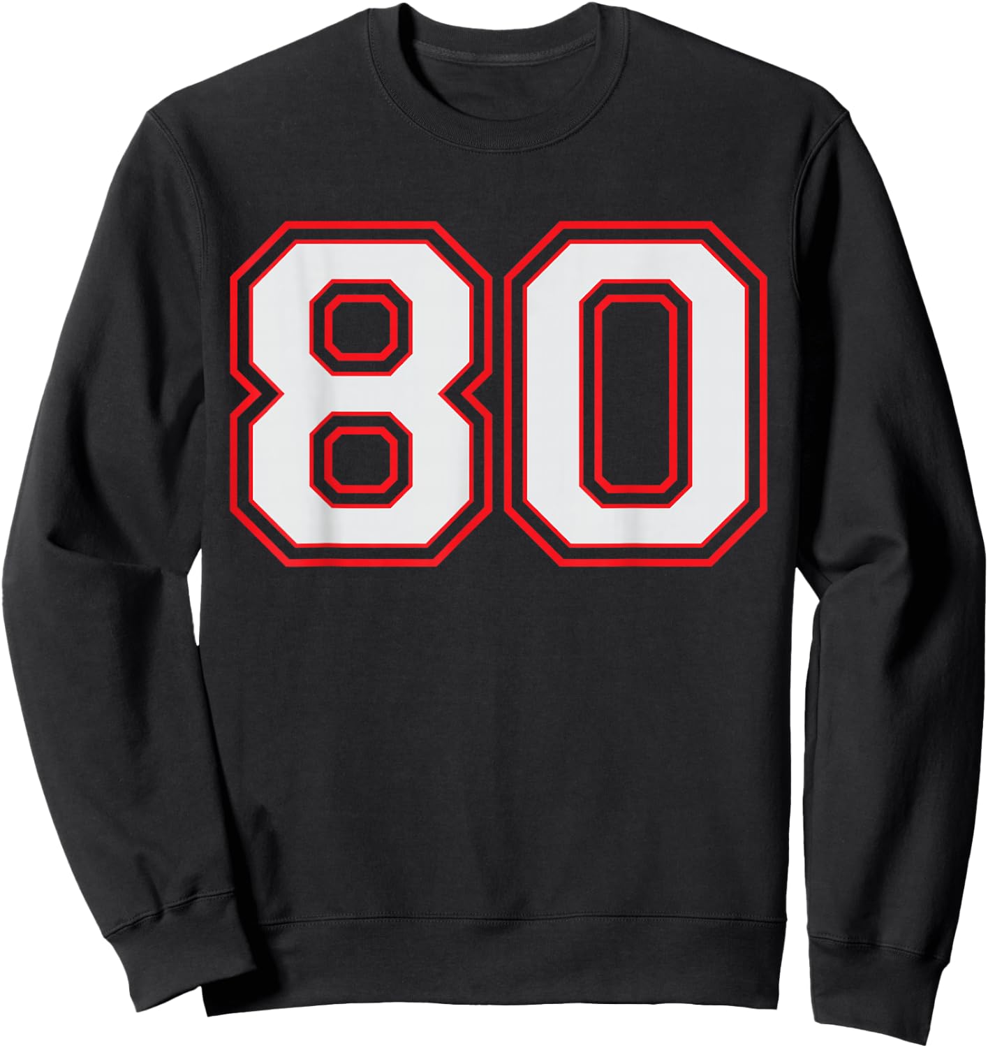 Red Number 80 Sports Player Jersey Fun Game Winner #80 Lucky Sweatshirt - Sweatshirt | Black