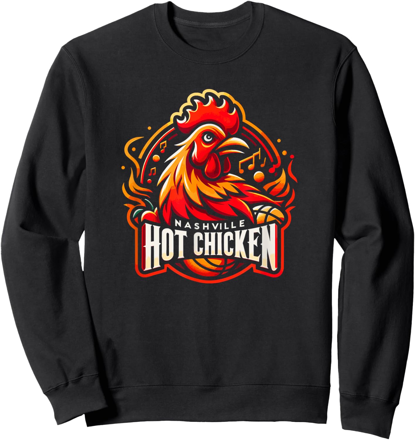 Nashville Hot Chicken Local Food Sports Team Parody Sweatshirt - Sweatshirt | Black