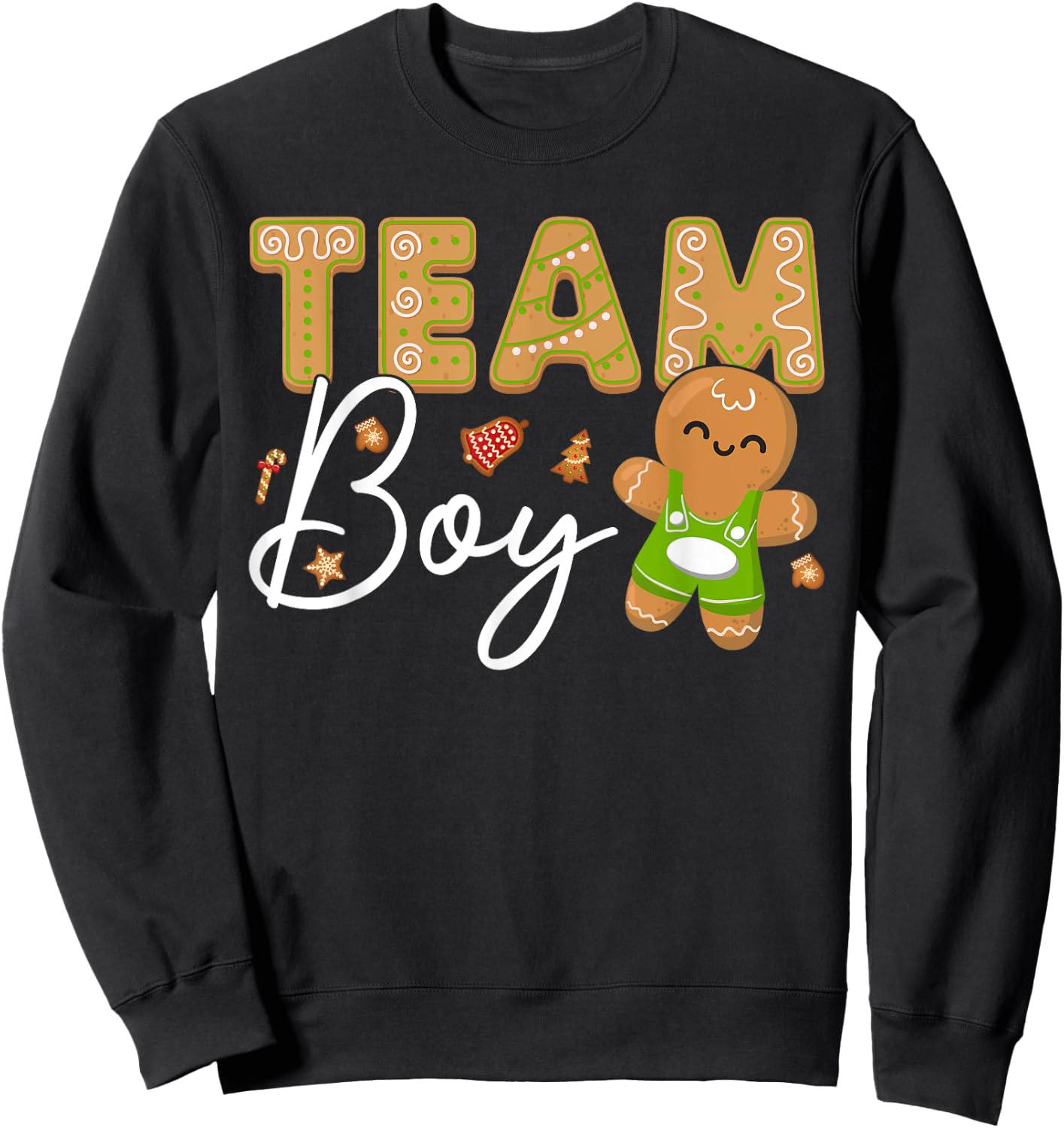 Gingerbread Christmas Team Girl Gender Reveal Baby Shower Sweatshirt - Sweatshirt | Black