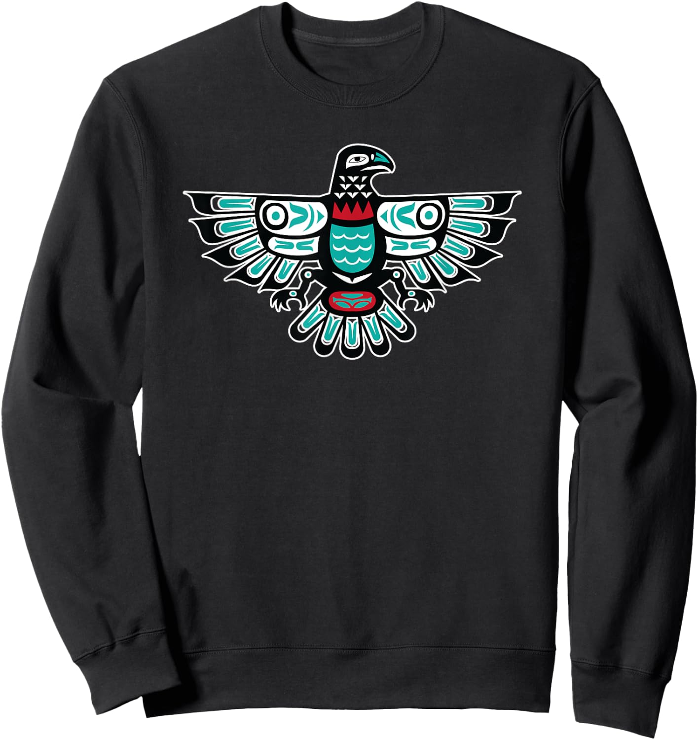 Alaska Native American Art Tlingit Haida Eagle Tribal Sweatshirt - Sweatshirt | Black