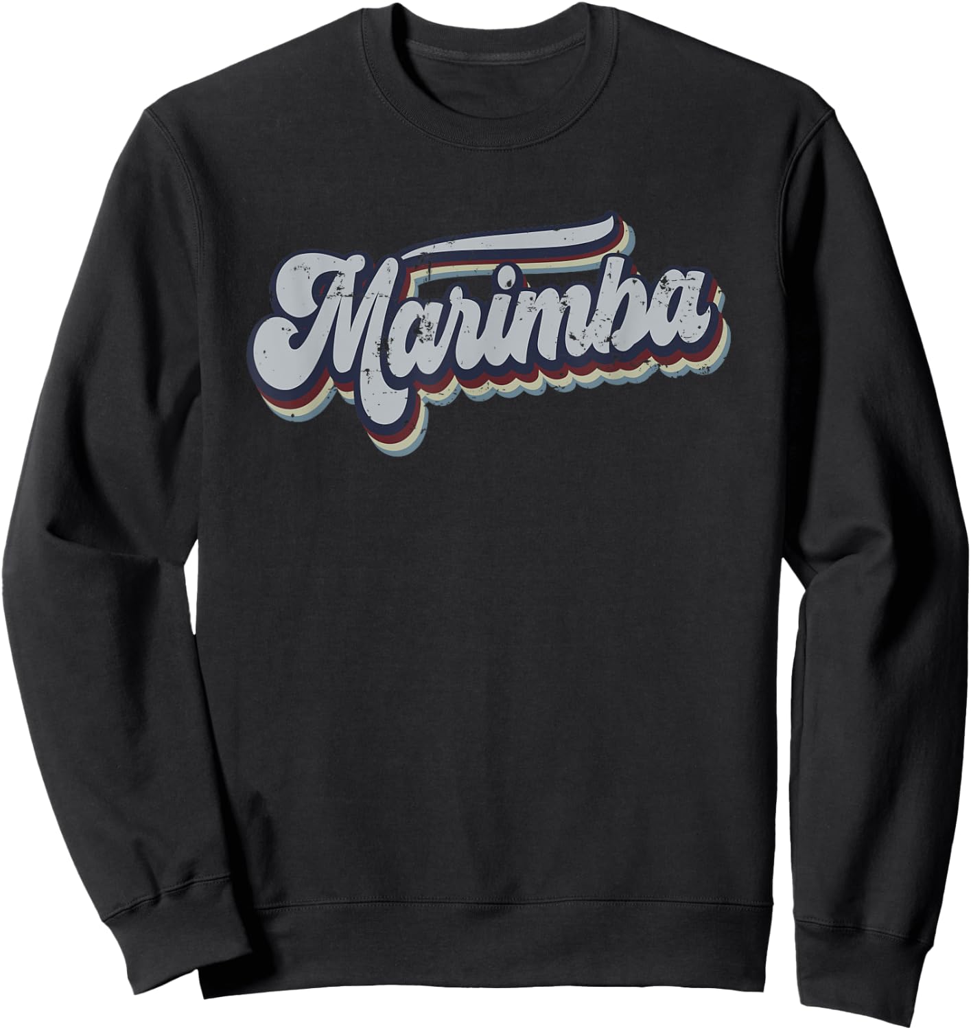Marimba Retro Vintage Distressed Rainbow Gift Sweatshirt - Sweatshirt | Black