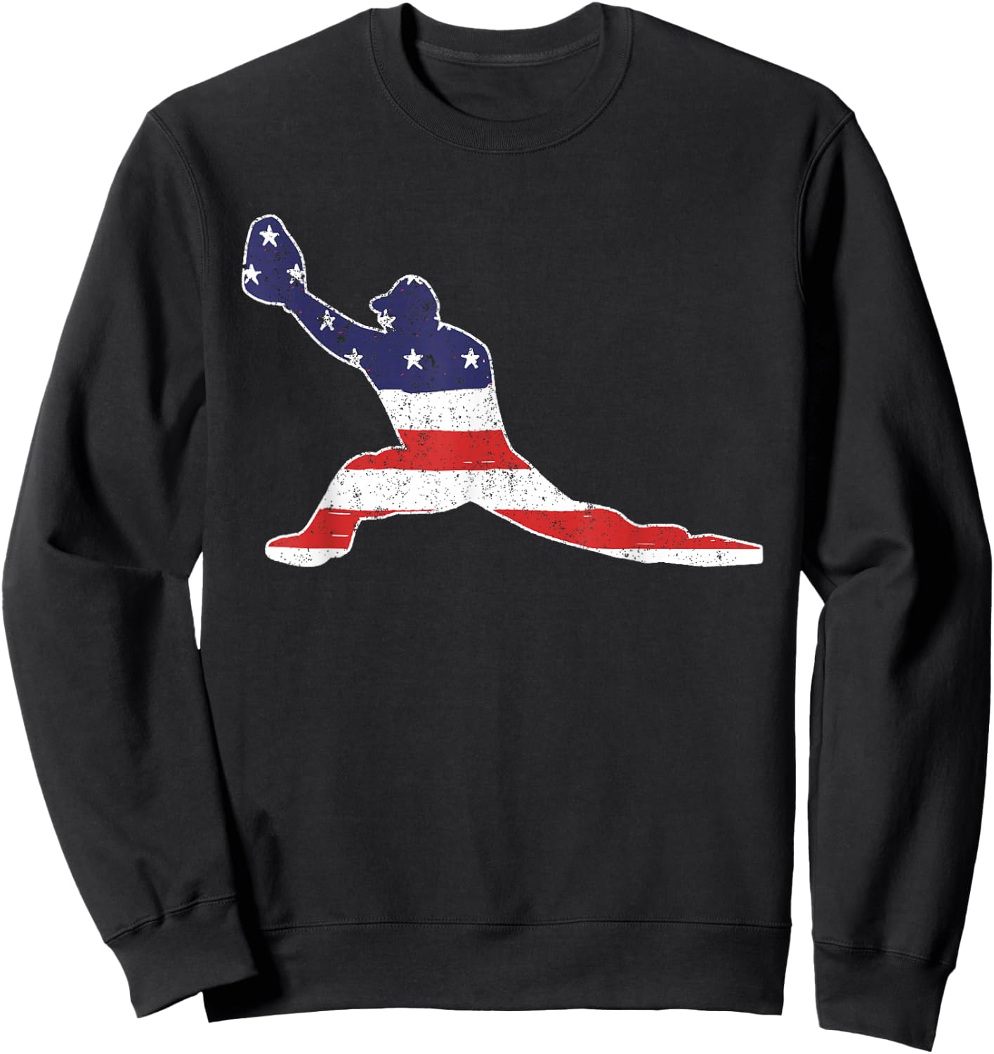 Vintage Baseball First Baseman Cool Baseball First Base Flag Sweatshirt - Sweatshirt | Black