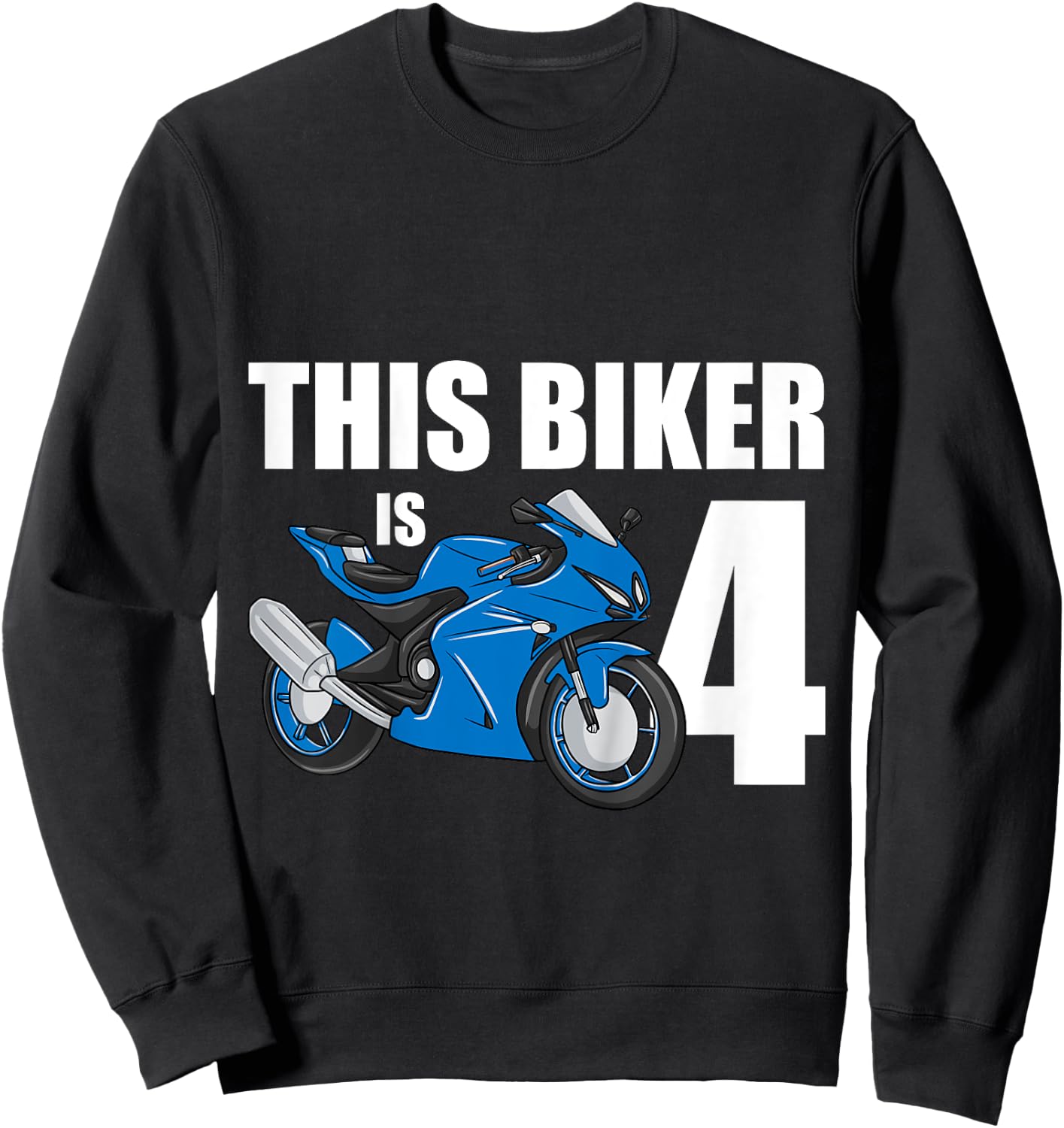 Kids Motorcycle 4th Birthday 4 Year Old Toddler Boys Sweatshirt - Sweatshirt | Black