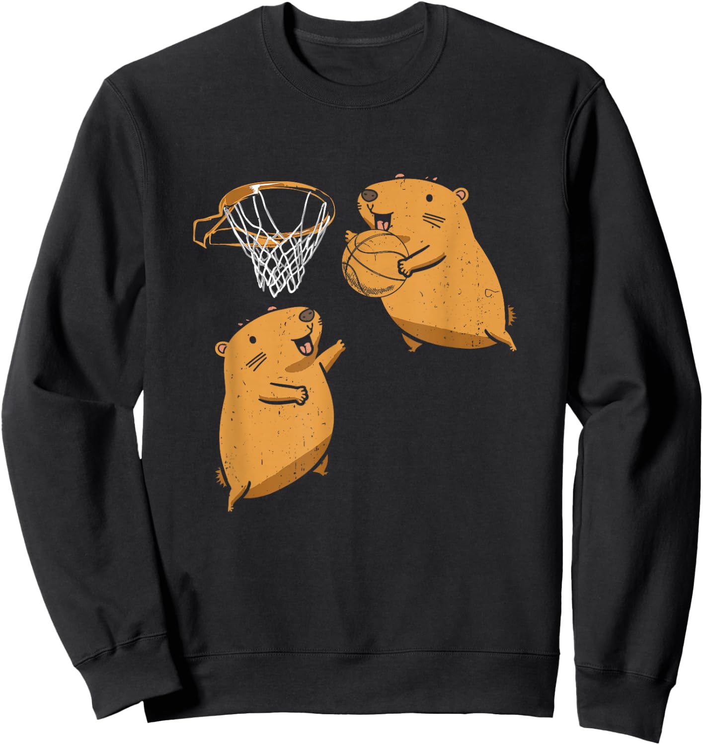 Capybara Playing Basketball Sports Rodent Animal Lover Sweatshirt - Sweatshirt | Black