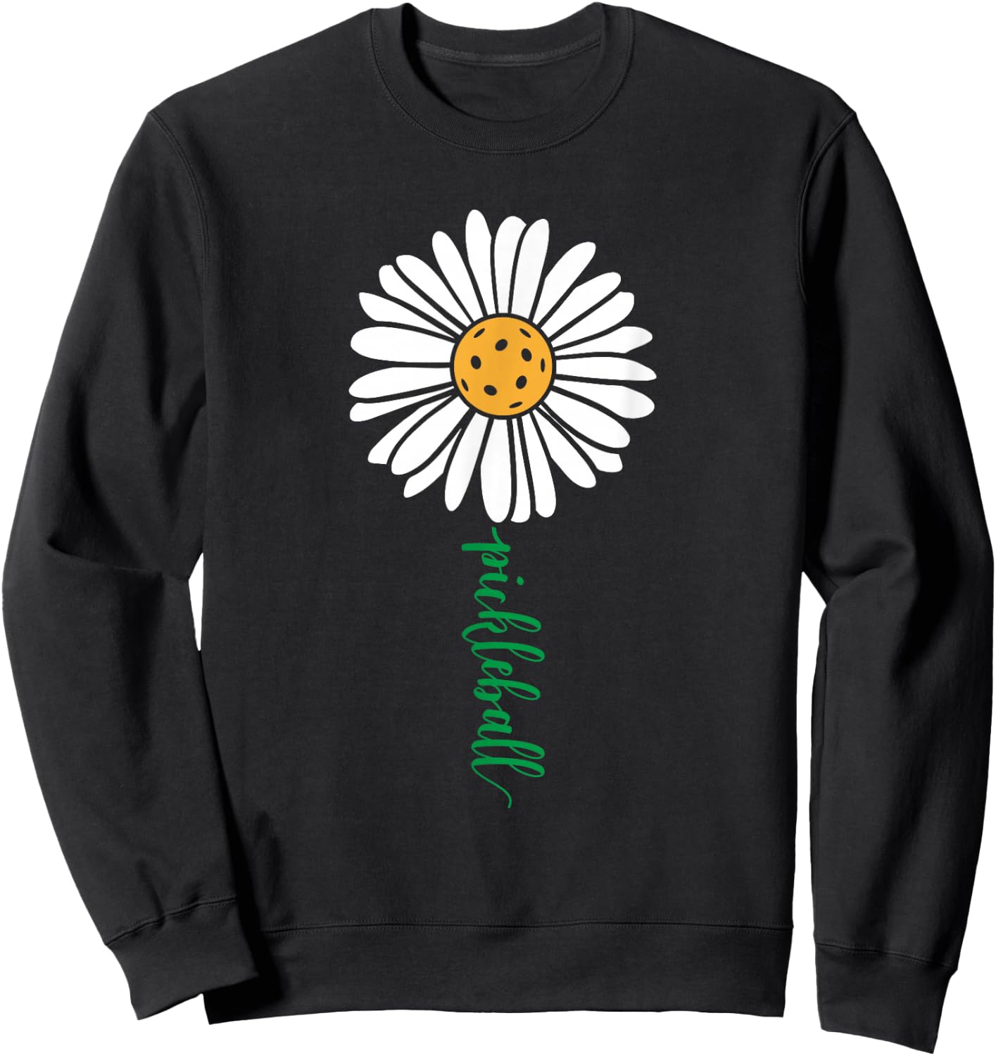 Threadrock Adults & Kids Pickleball Daisy Flower Short Sleeve , Black, Small Sweatshirt - Sweatshirt | Black