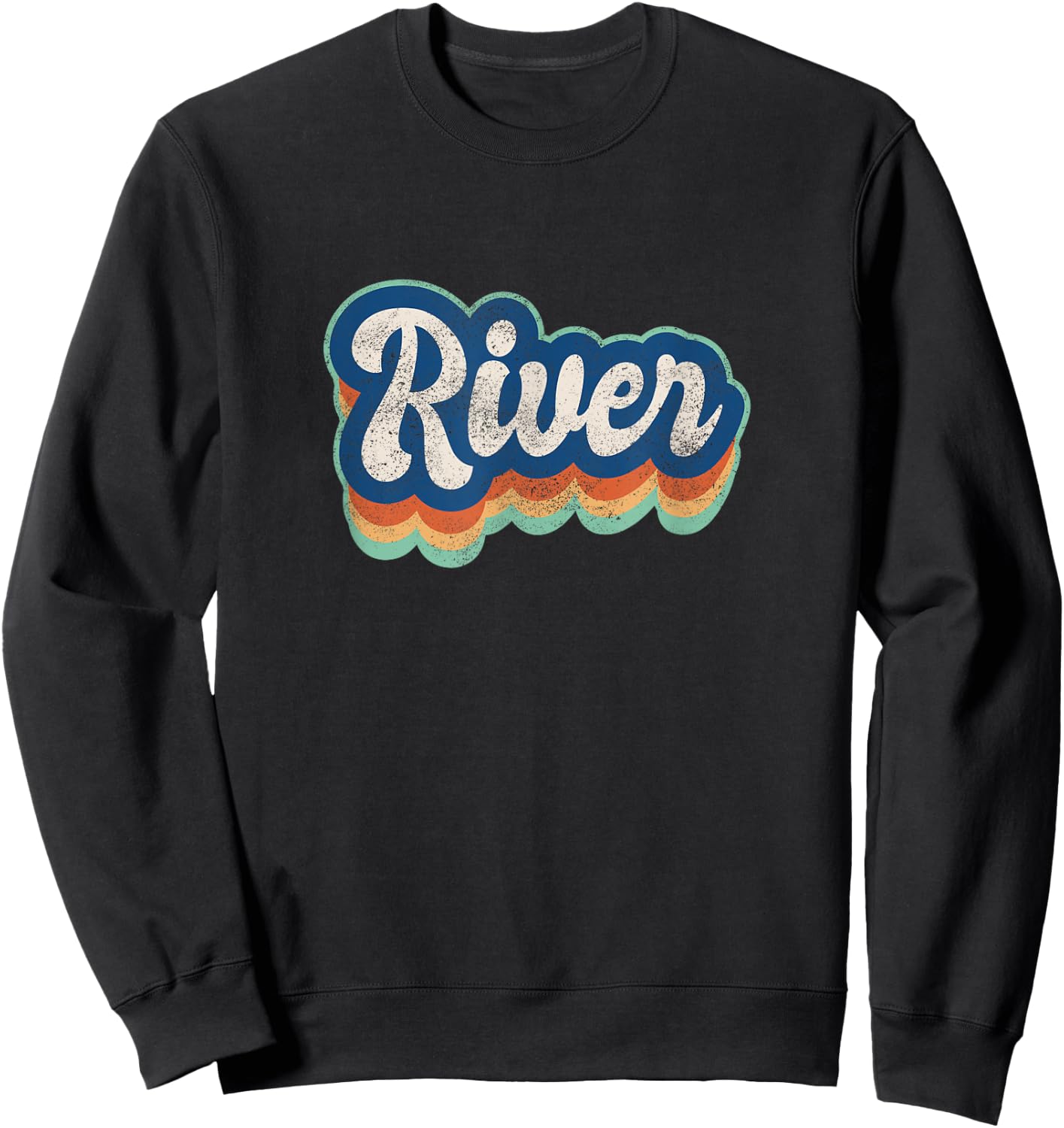 River First Name Boy Vintage Style 70s 80s Personalized Sweatshirt - Sweatshirt | Black