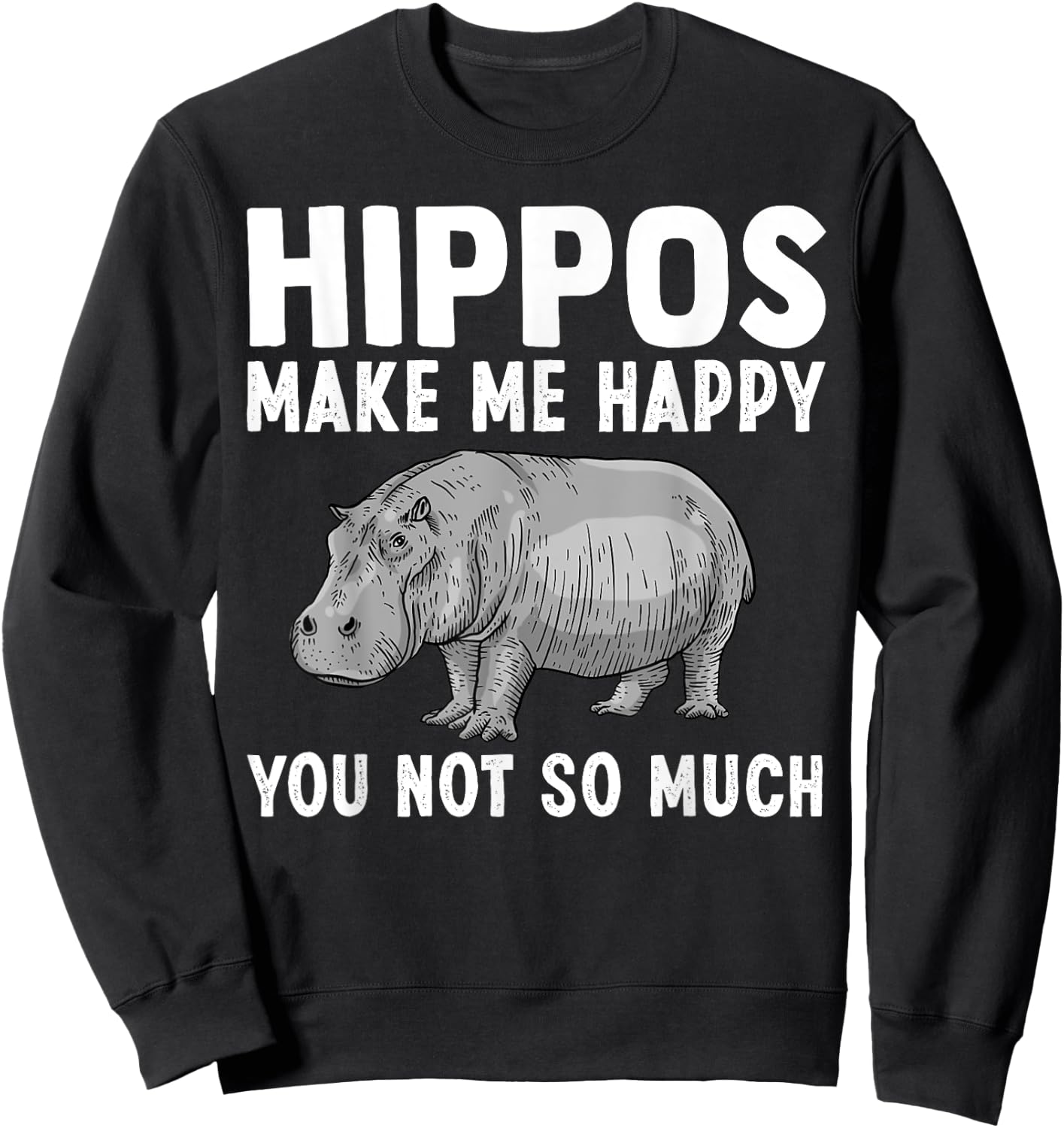 Funny Hippo Design Women Kids Hippopotamus Lovers Sweatshirt - Sweatshirt | Black