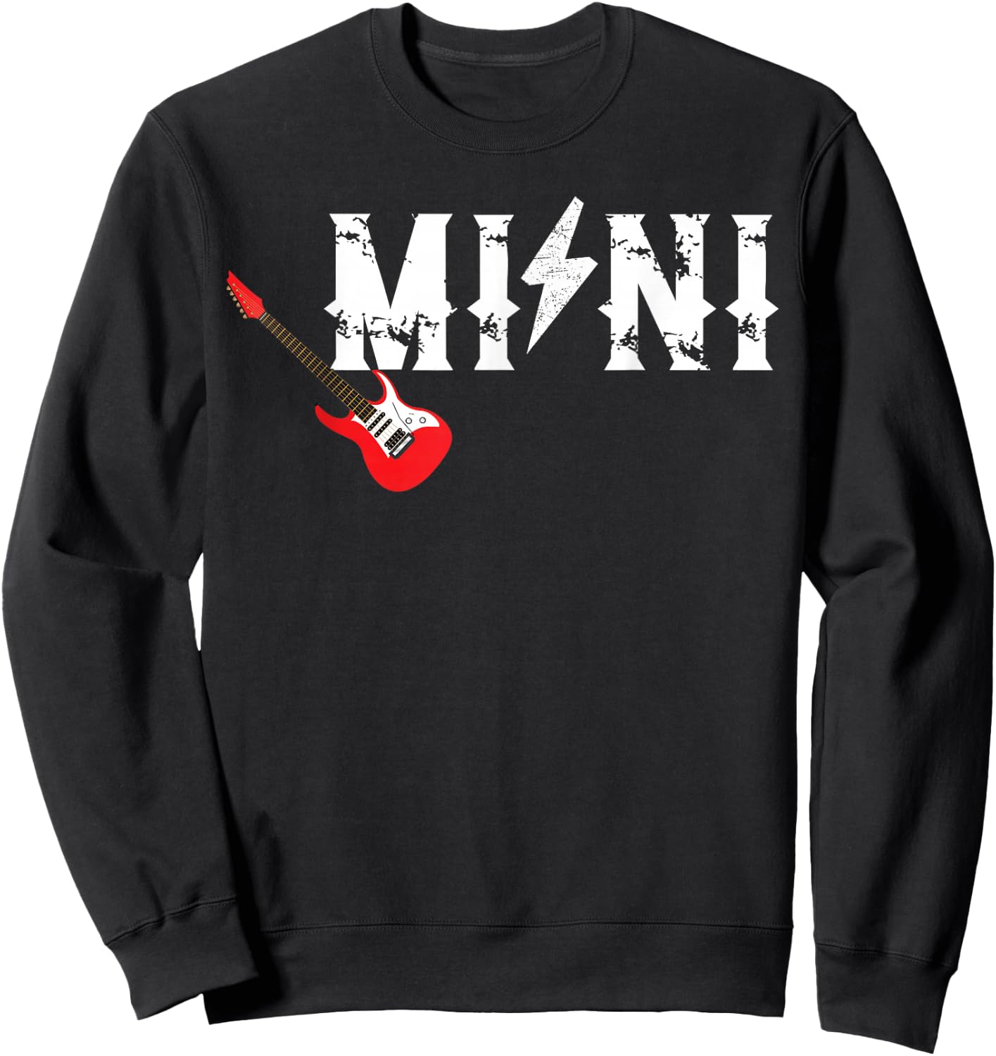 Mini Rockin One Birthday Family Matching Rock Guitar Sweatshirt - Sweatshirt | Black