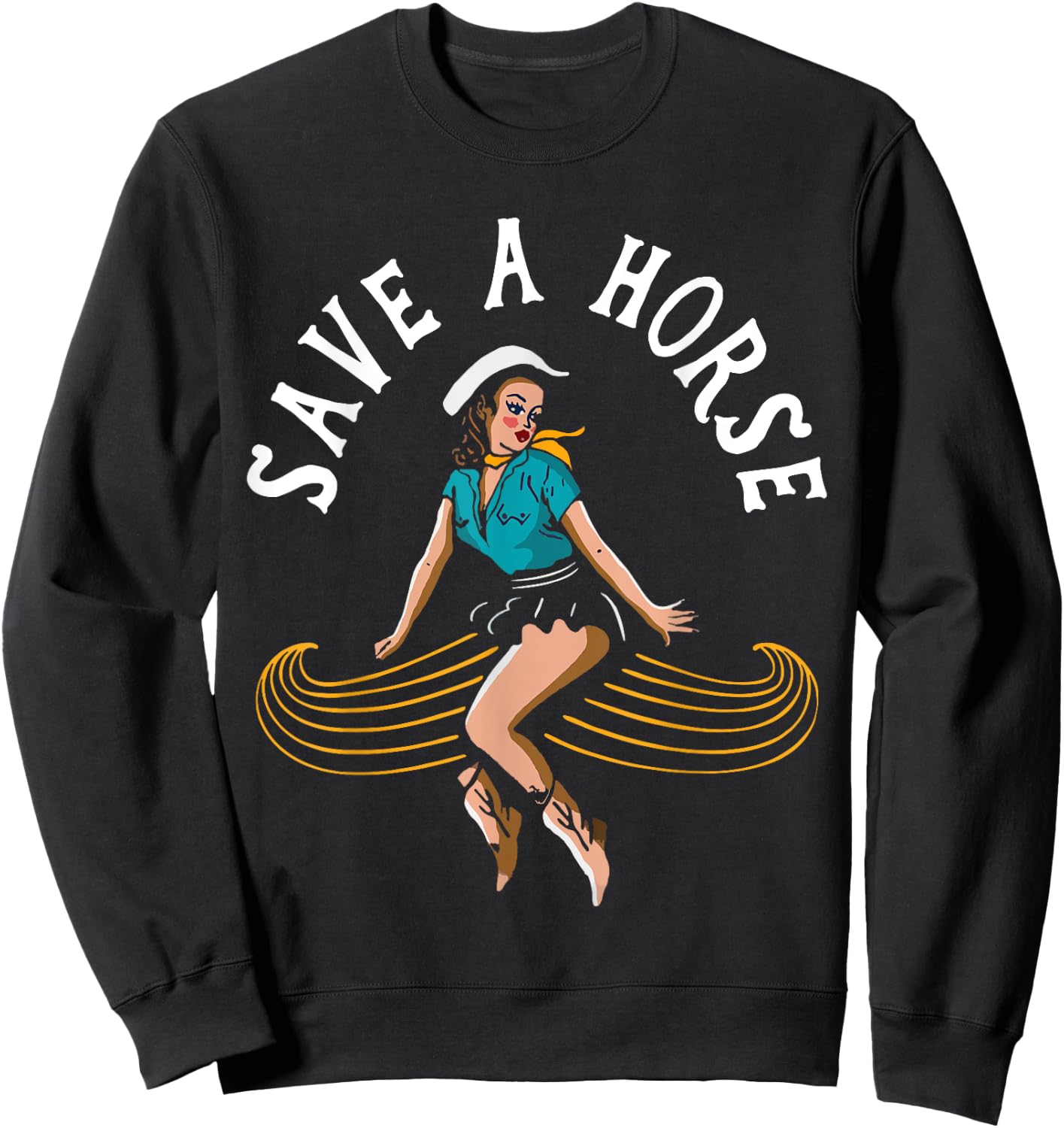 Save A Horse Ride A Mustache - Free Moustache Rides Sweatshirt - Sweatshirt | Black