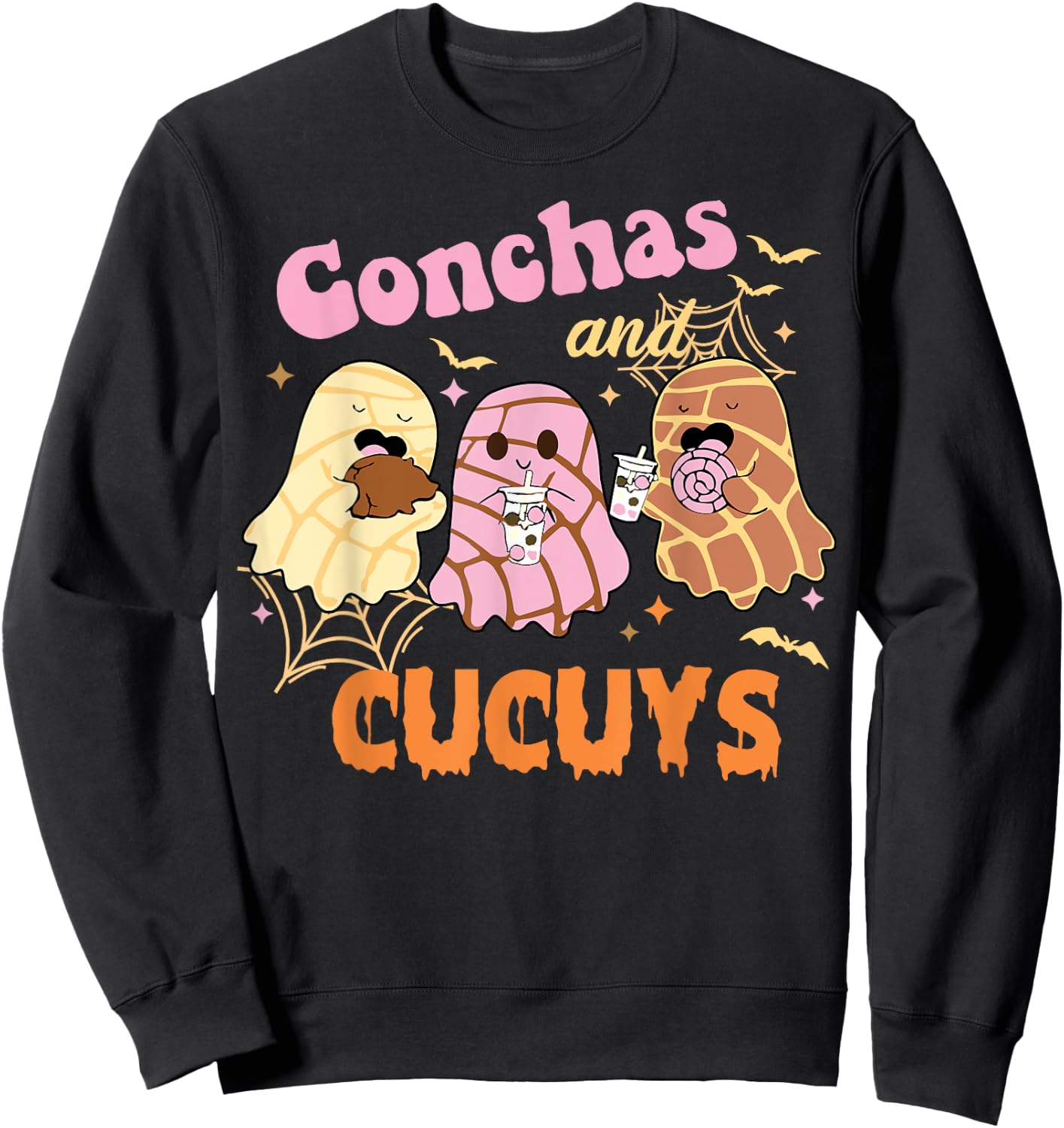 Conchas and Cucuys Mexican Ghost Spooky Conchas Sweatshirt - Sweatshirt | Black