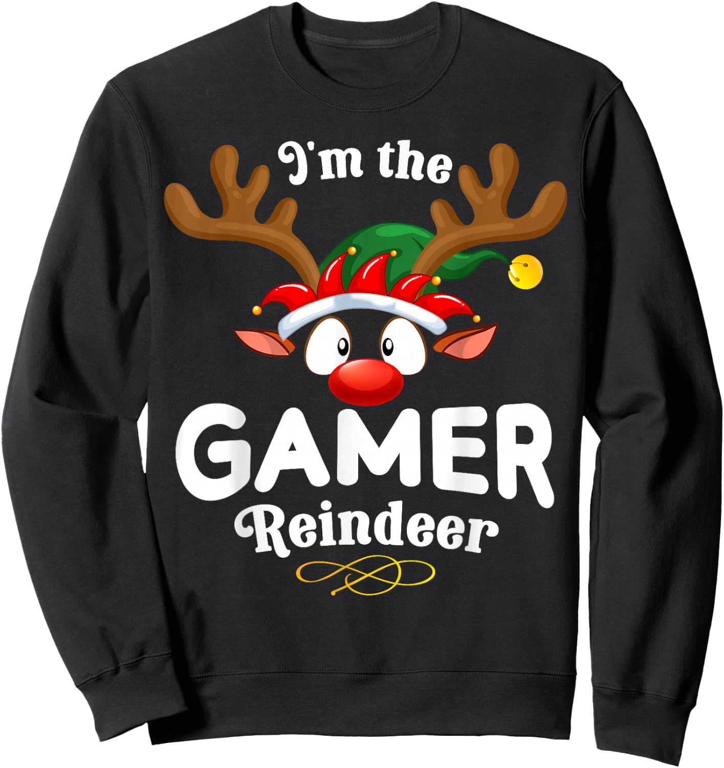 Christmas PJS Gamer XMas Reindeer Matching Sweatshirt - Sweatshirt | Black