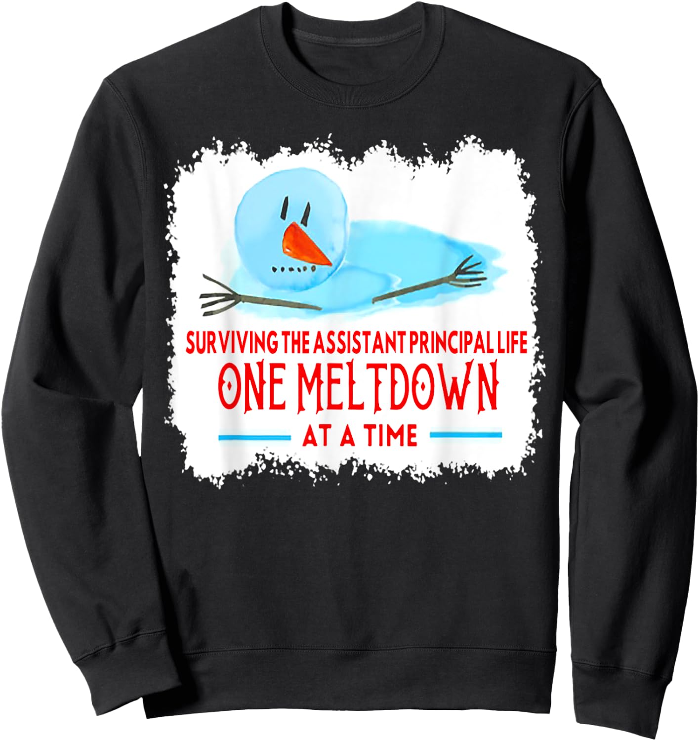 Surviving The Assistant Principal Life Snowman Christmas Sweatshirt - Sweatshirt | Black