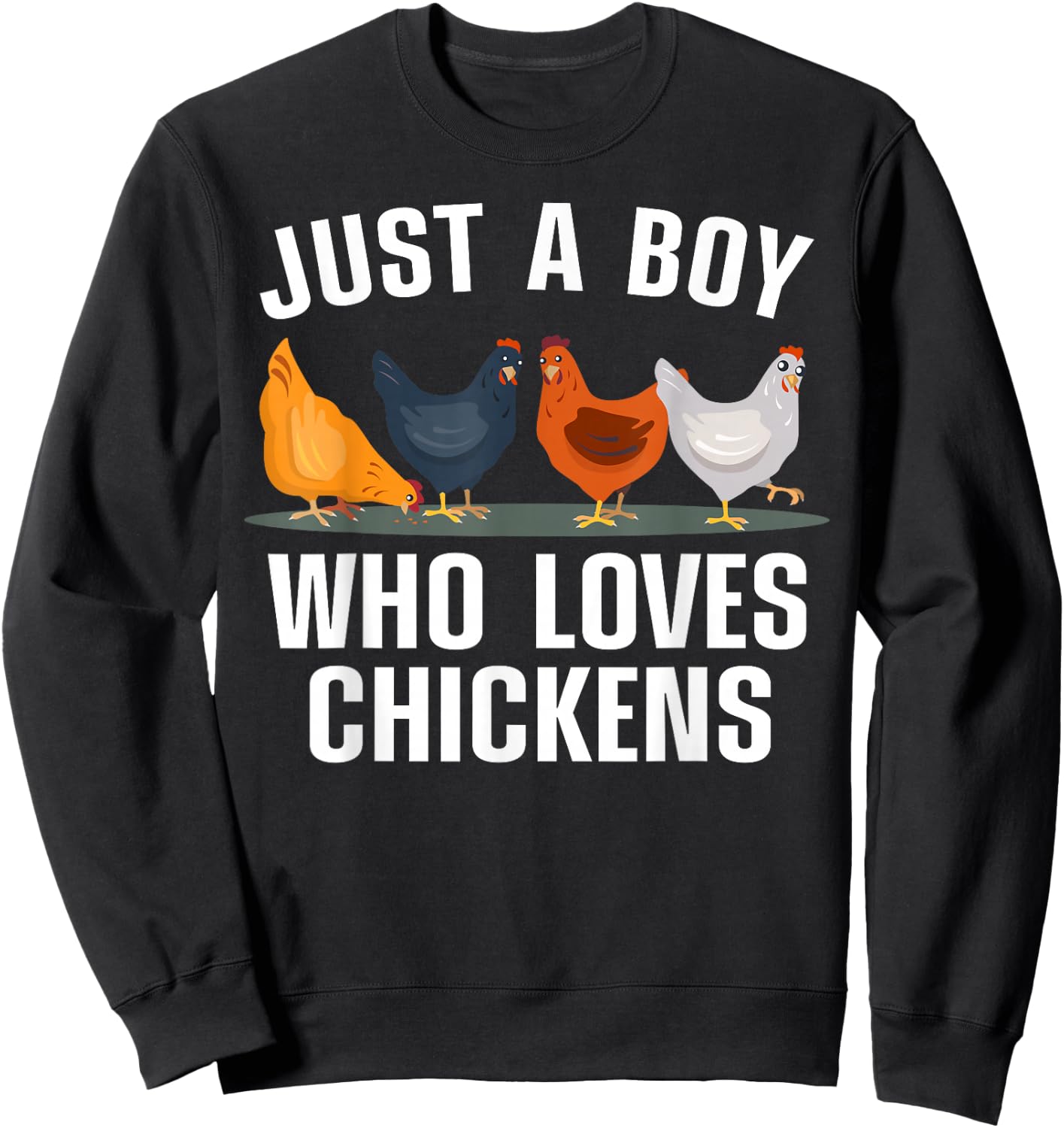 Cute Chicken Design Boys Kids Farming Chicken Lover Sweatshirt - Sweatshirt | Black