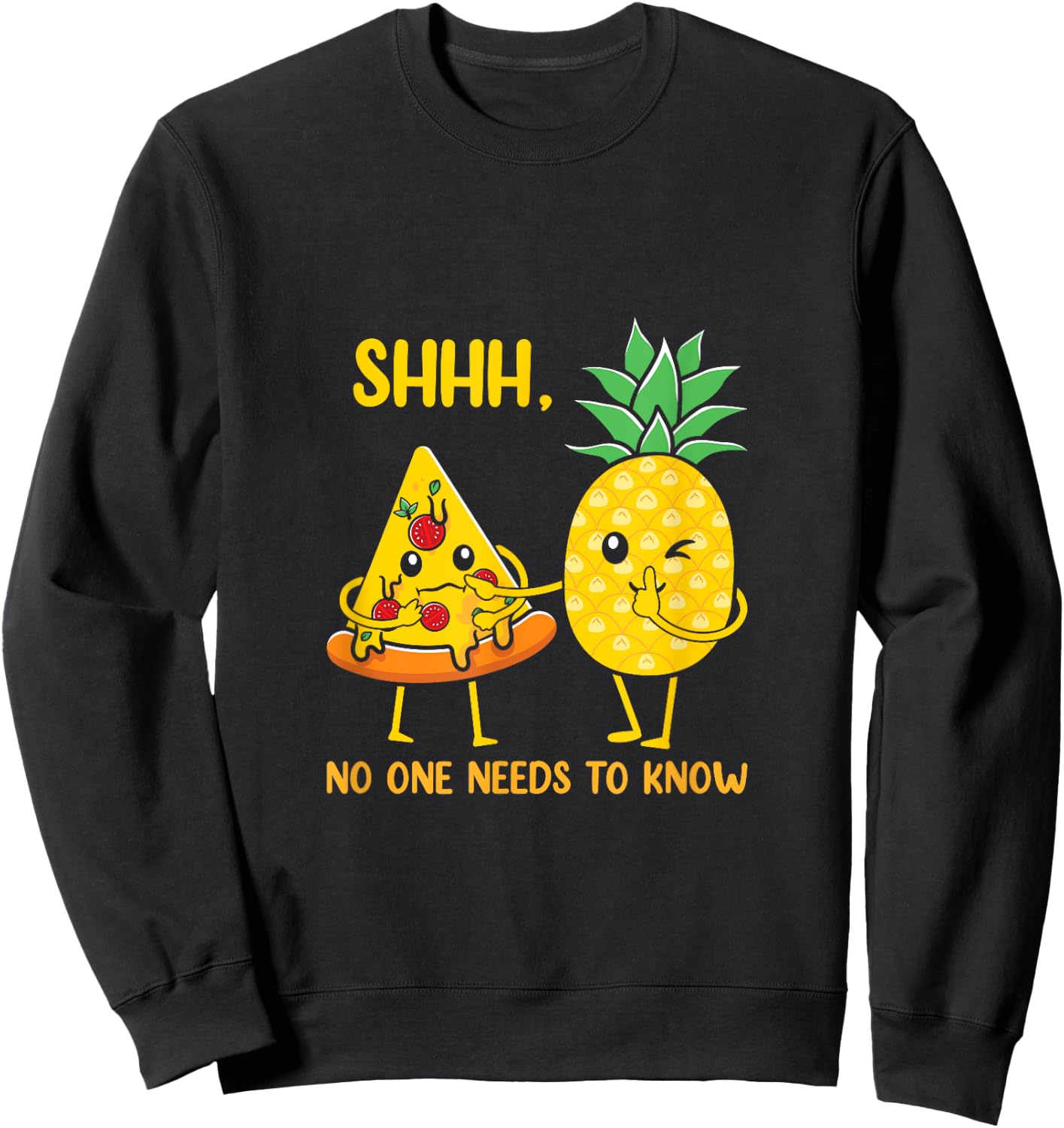 Funny Pineapple Pizza Illustration Sweatshirt - Sweatshirt | Black