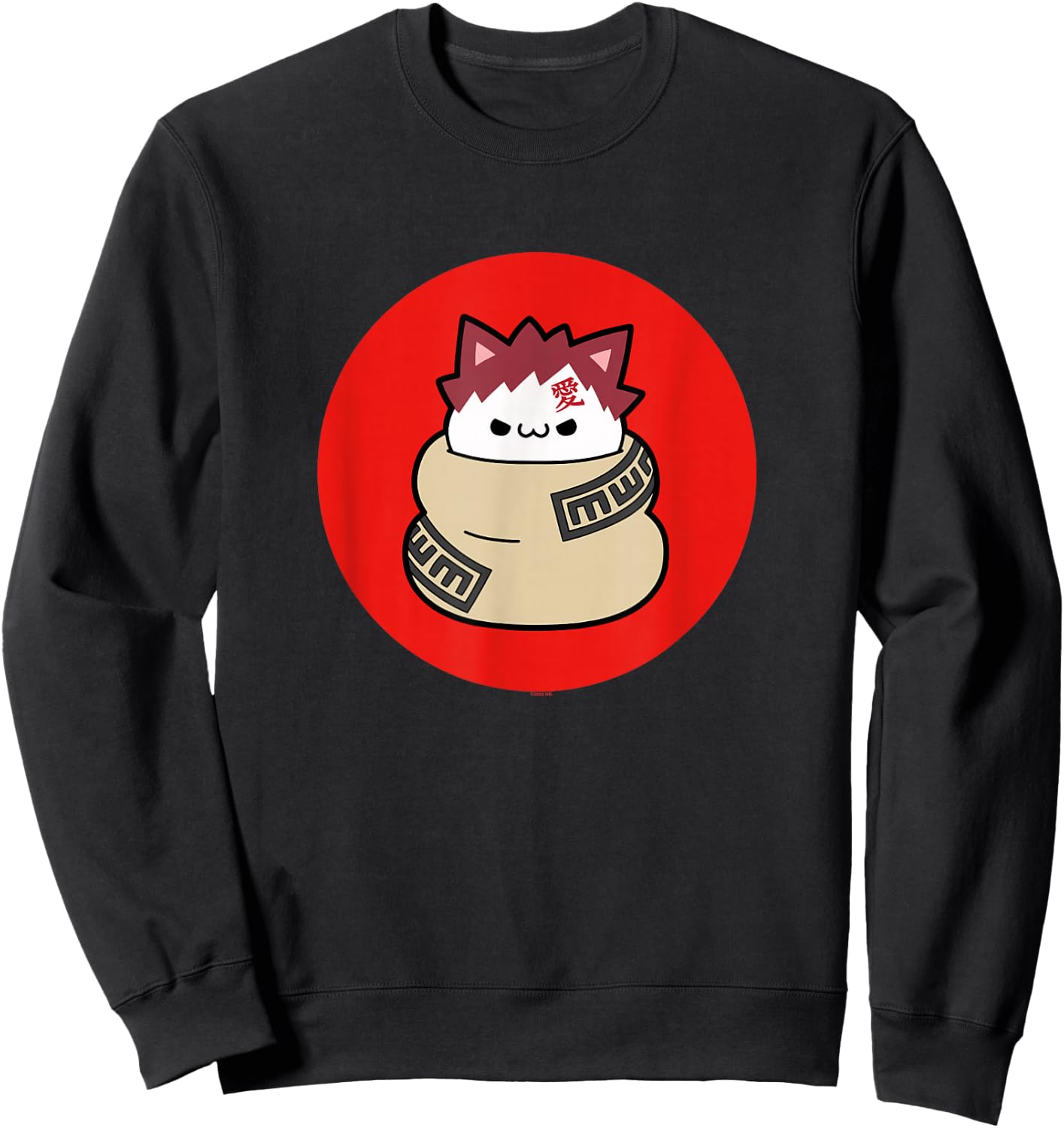 Nyaruto Cute Grumpy Gaara Cat Red Circle Big Chest Portrait Sweatshirt - Sweatshirt | Black