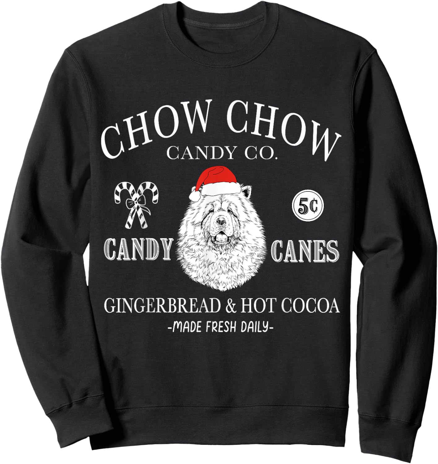 Funny Santa Chow Chow Mom Christmas Vintage Holiday Sweatshirt - Sweatshirt | Black