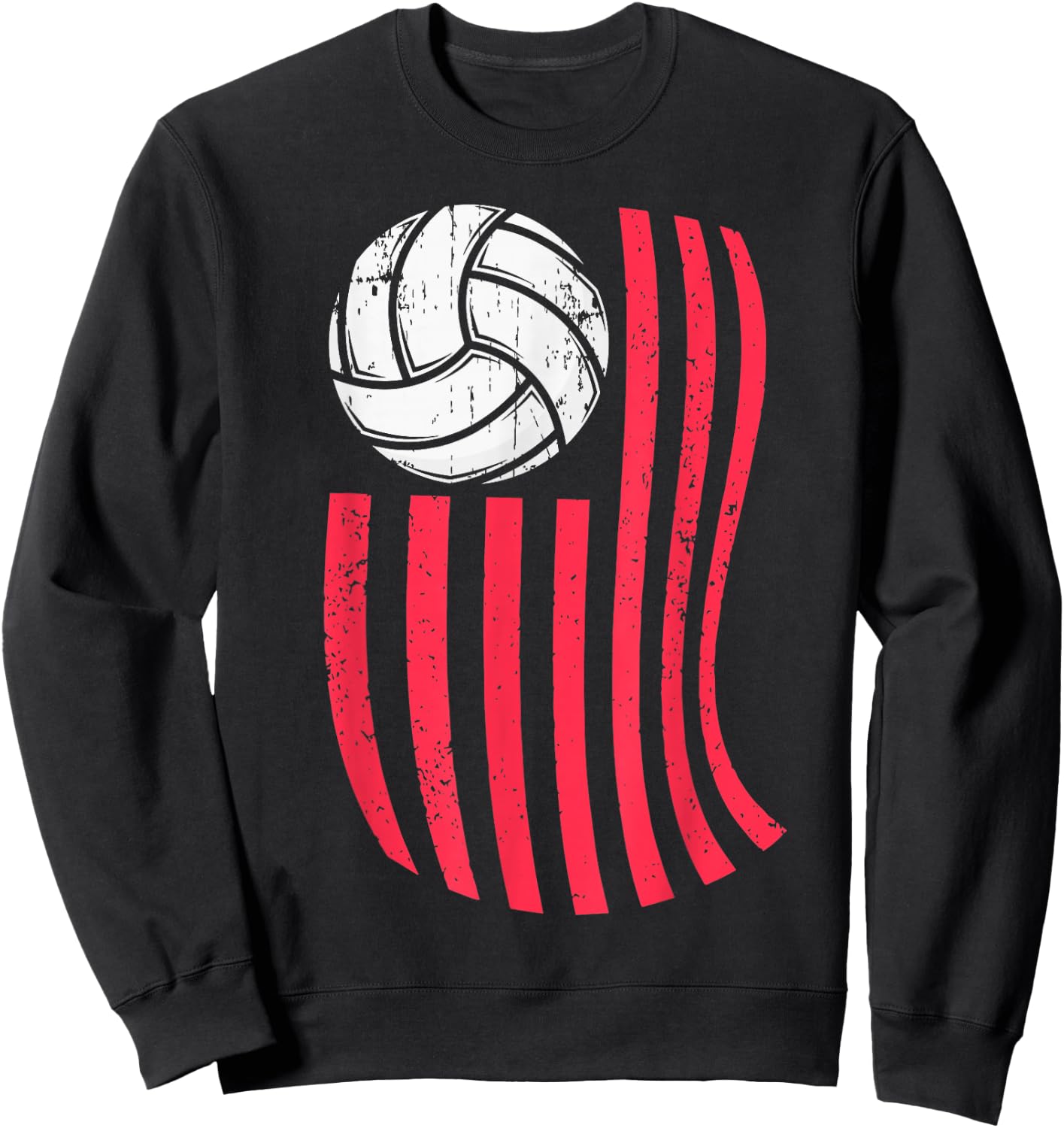 Volleyball USA American Flag Vintage 4th Of July Gift Sweatshirt - Sweatshirt | Black