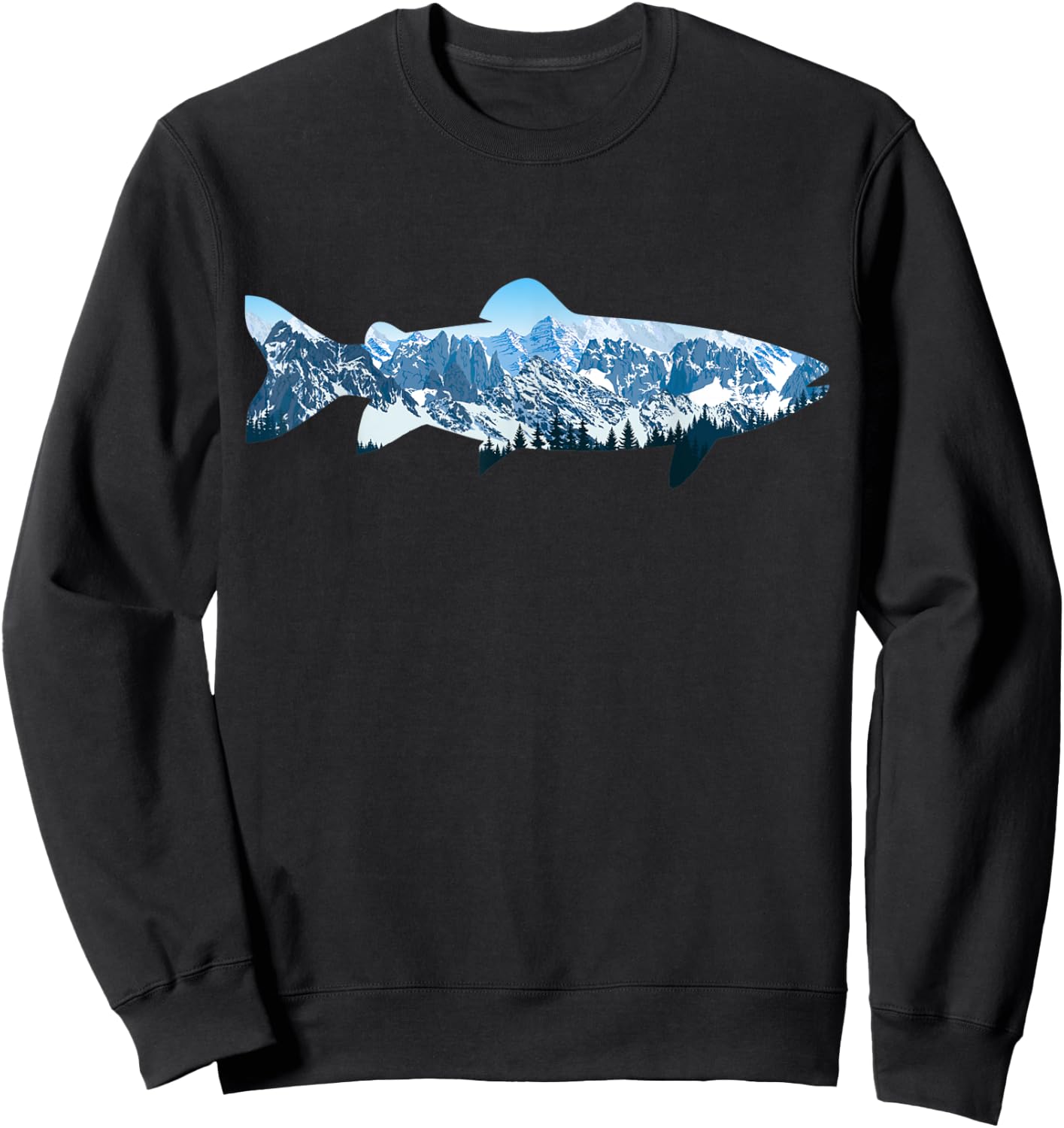 Trout Fly Fishing Outdoor Forest Nature Wildlife Fisherman Sweatshirt - Sweatshirt | Black