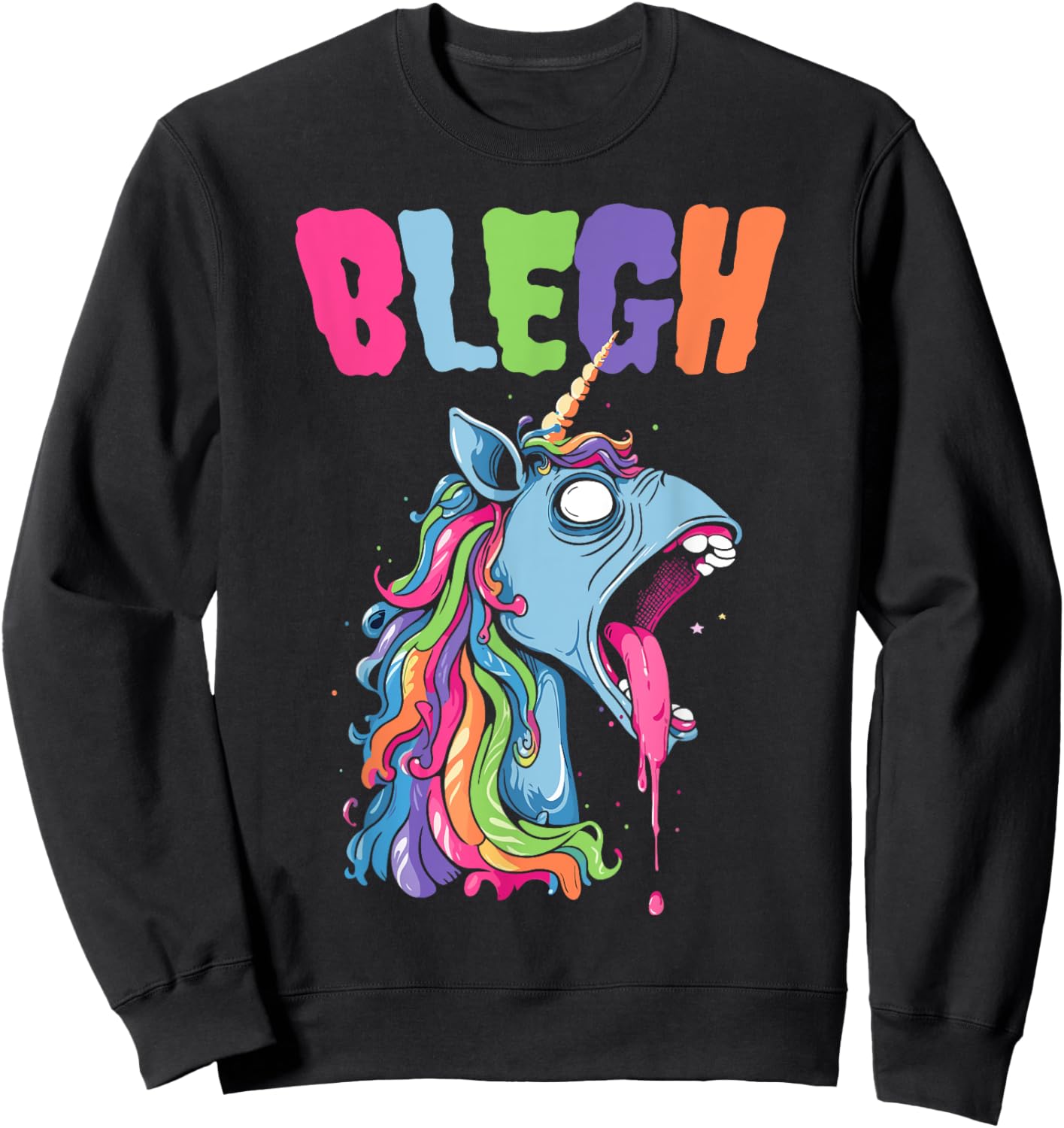 Live Laugh Blegh Bleghssed Heavy Metal Metalcore Unicorn Sweatshirt - Sweatshirt | Black