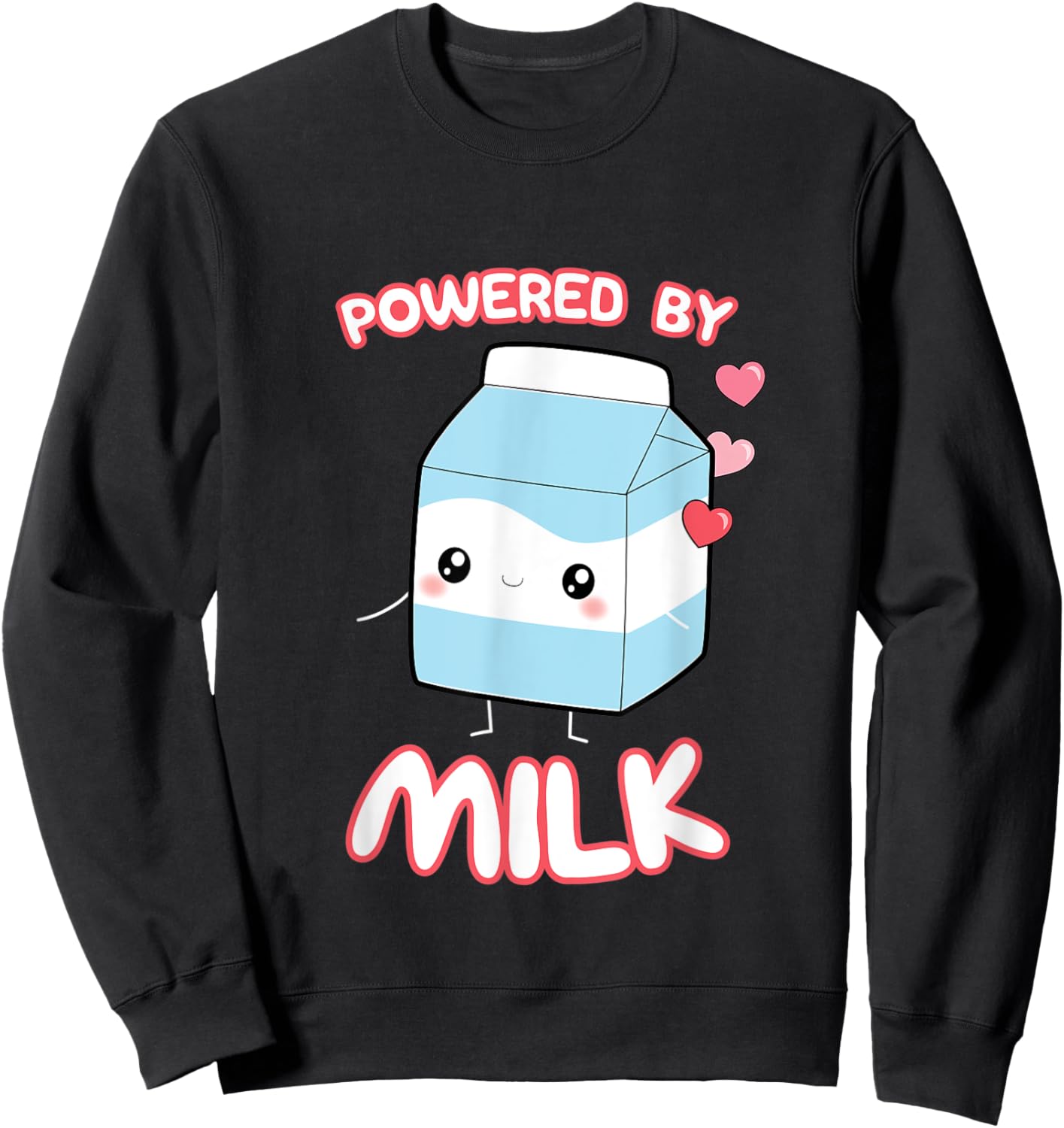 Powered By Milk, Kawaii Milk Otaku Top Sweatshirt - Sweatshirt | Black