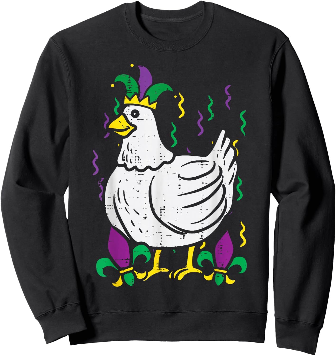 Mardi Gras Chicken Funny Outfit Farming Men Women Kids Sweatshirt - Sweatshirt | Black