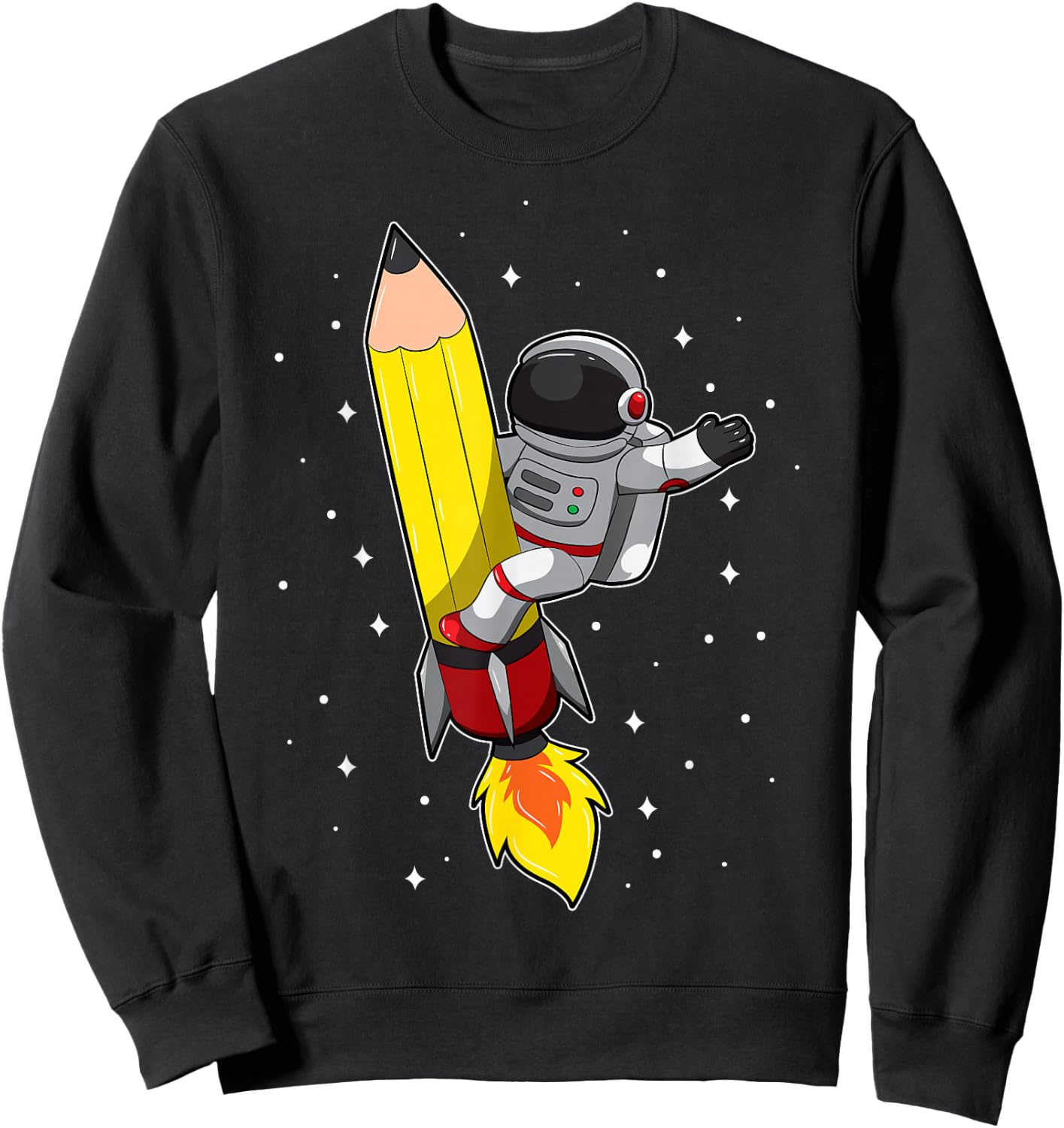 Back To School Astronaut Pencil Rocket Space Funny Kids Sweatshirt - Sweatshirt | Black