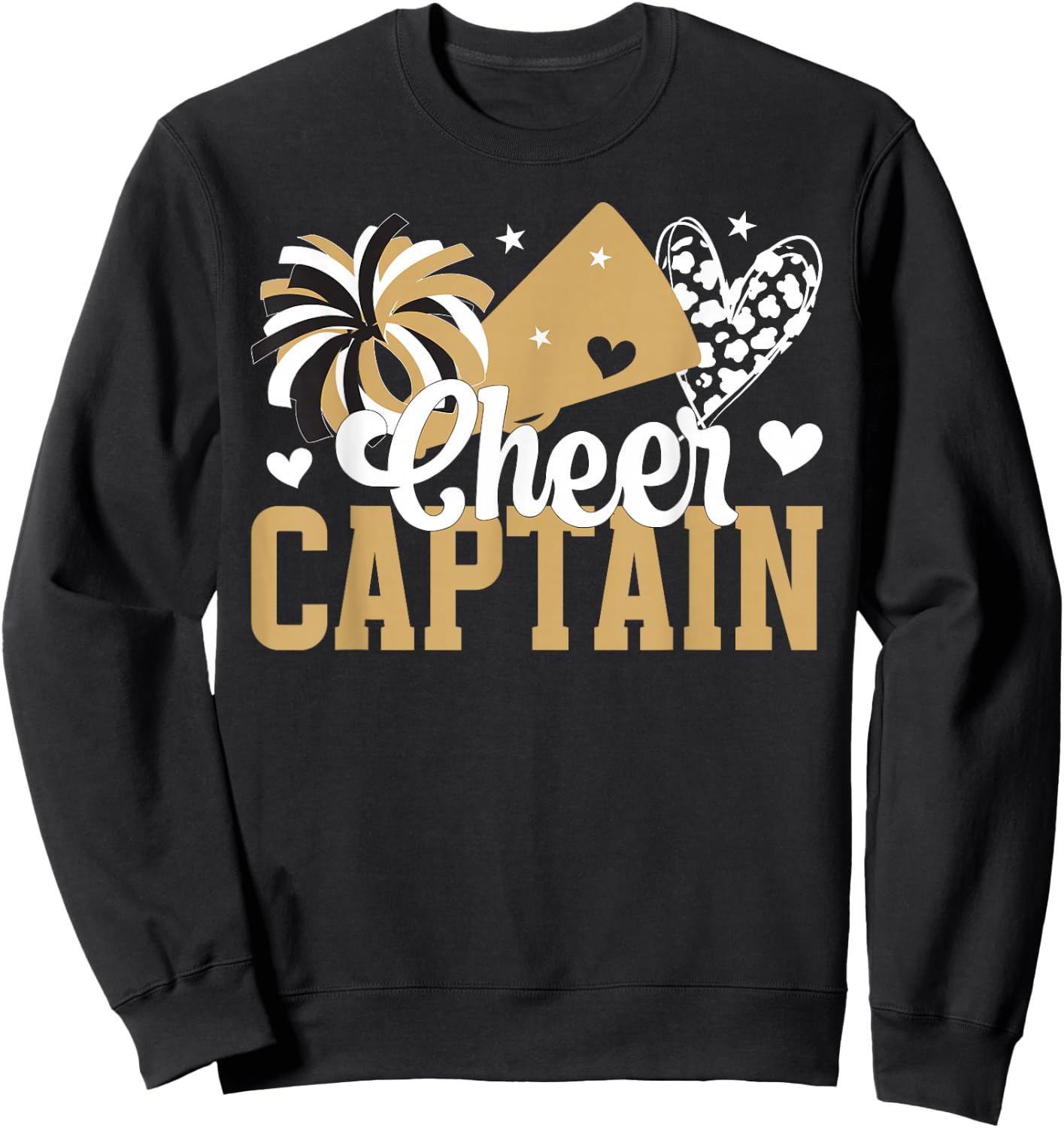 Cheer Captain Heart Cheerleader Captain Sweatshirt - Sweatshirt | Black